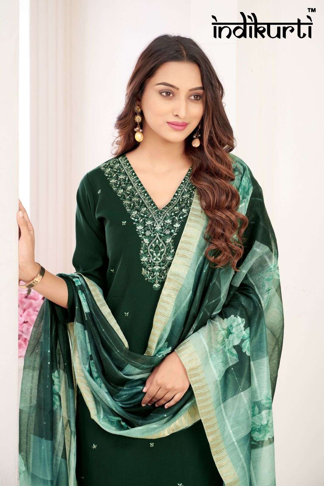 KIARA BY INDIKURTI IN  PV HEAVY ROMAN WITH INNER HEAVY CRAPE