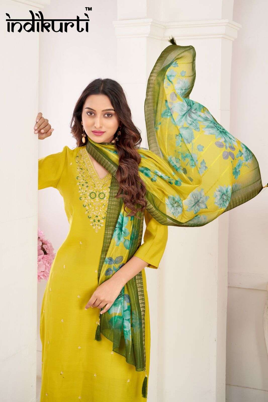 KIARA BY INDIKURTI IN  PV HEAVY ROMAN WITH INNER HEAVY CRAPE