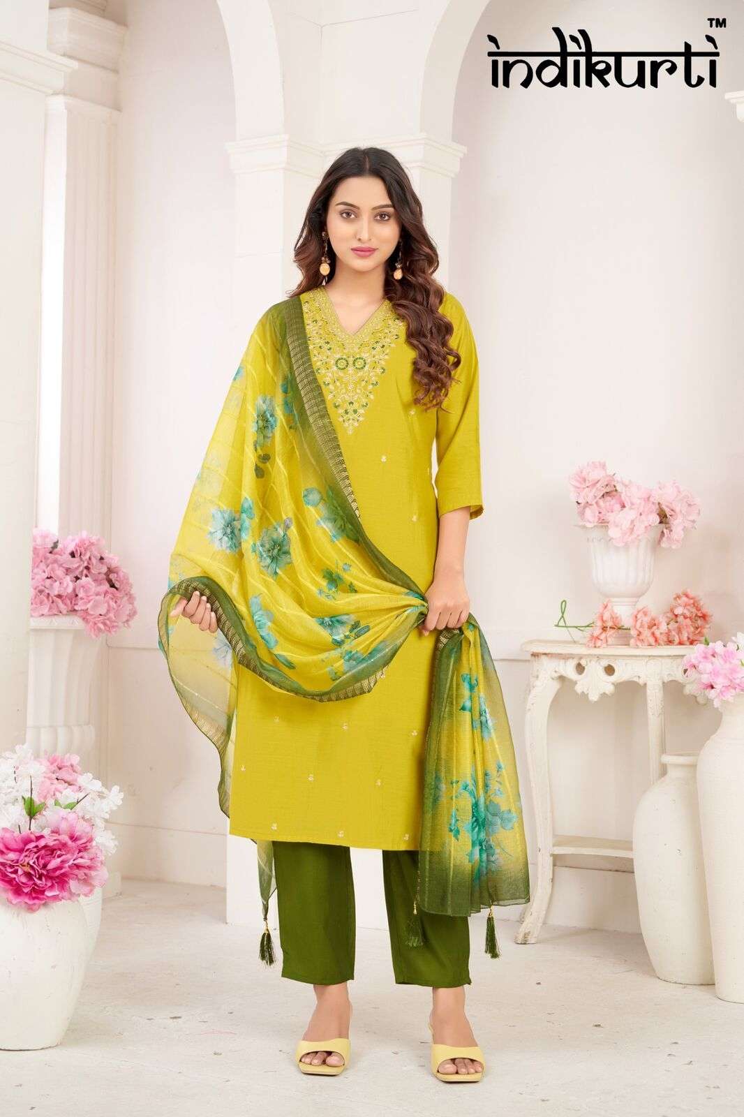 KIARA BY INDIKURTI IN  PV HEAVY ROMAN WITH INNER HEAVY CRAPE