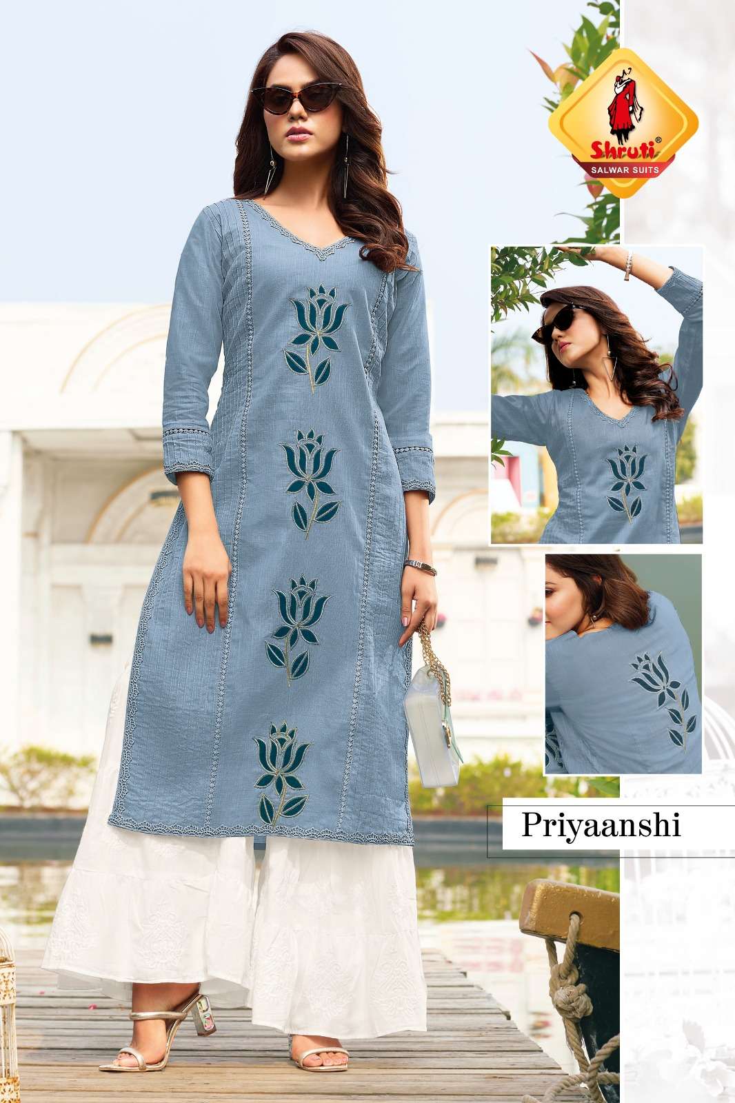 KKASHISH VOL-34 BY SHRUTI SUITS PURE COTTON LINEN STYLISH EMBROIDERY WORK KURTI PANT 