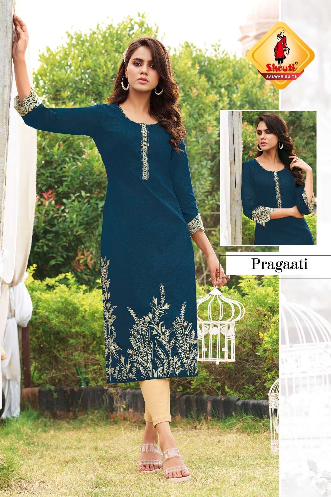 KKASHISH VOL-34 BY SHRUTI SUITS PURE COTTON LINEN STYLISH EMBROIDERY WORK KURTI PANT 