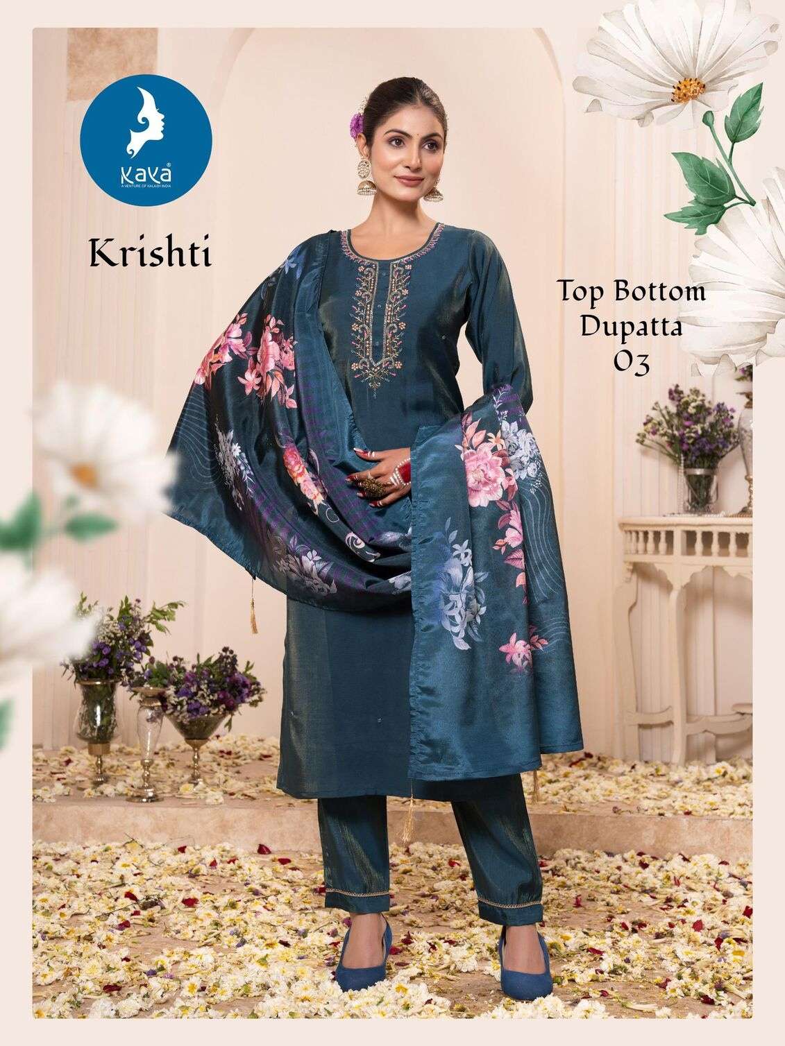 KRISHTI BY KAYA KURTI IN ROMAN SHIMMER WITH ONESIDE POCKET 