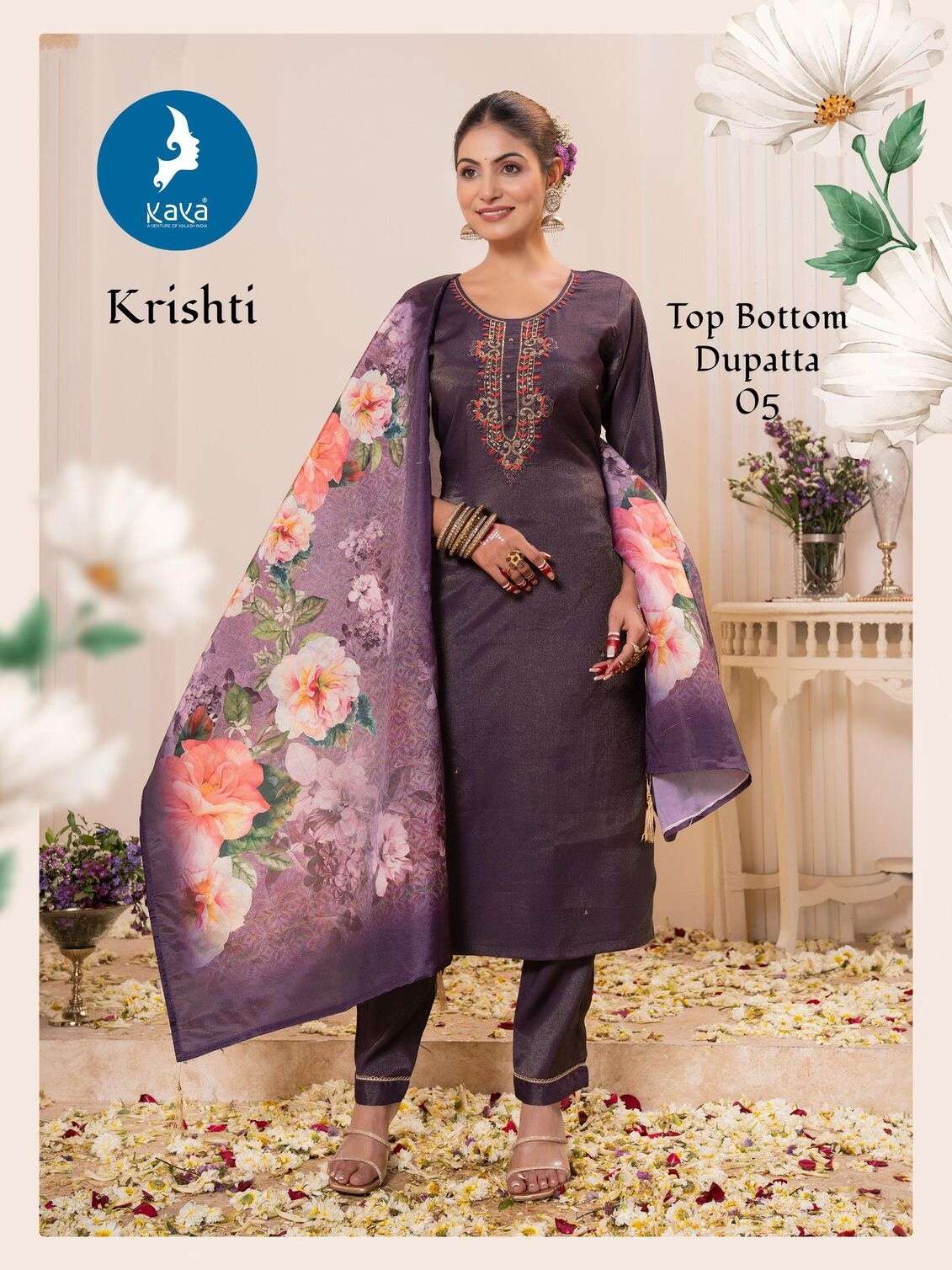 KRISHTI BY KAYA KURTI IN ROMAN SHIMMER WITH ONESIDE POCKET 