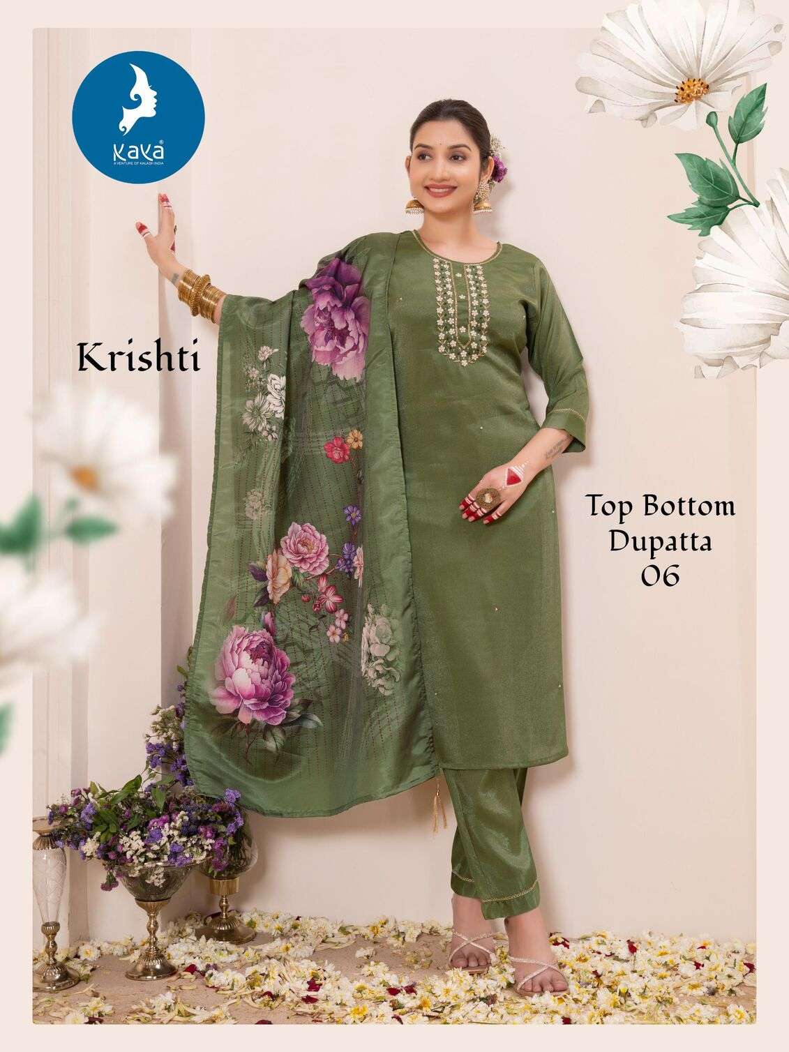 KRISHTI BY KAYA KURTI IN ROMAN SHIMMER WITH ONESIDE POCKET 