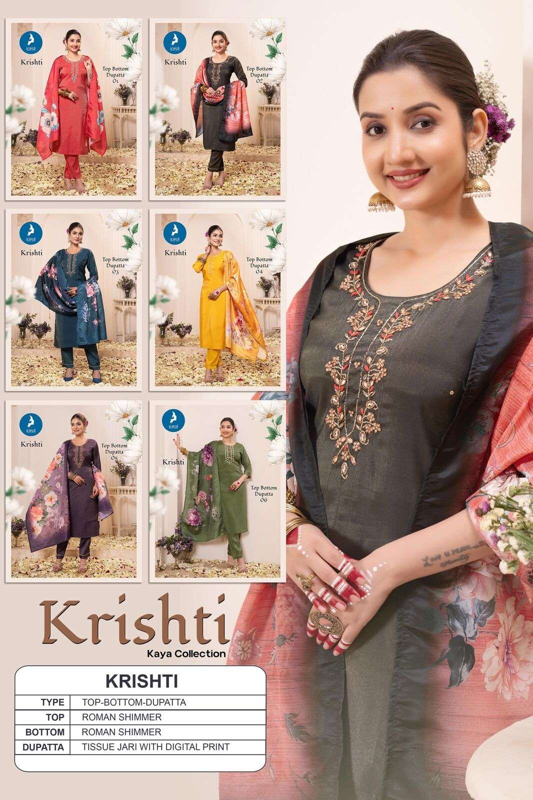 KRISHTI BY KAYA KURTI IN ROMAN SHIMMER WITH ONESIDE POCKET 