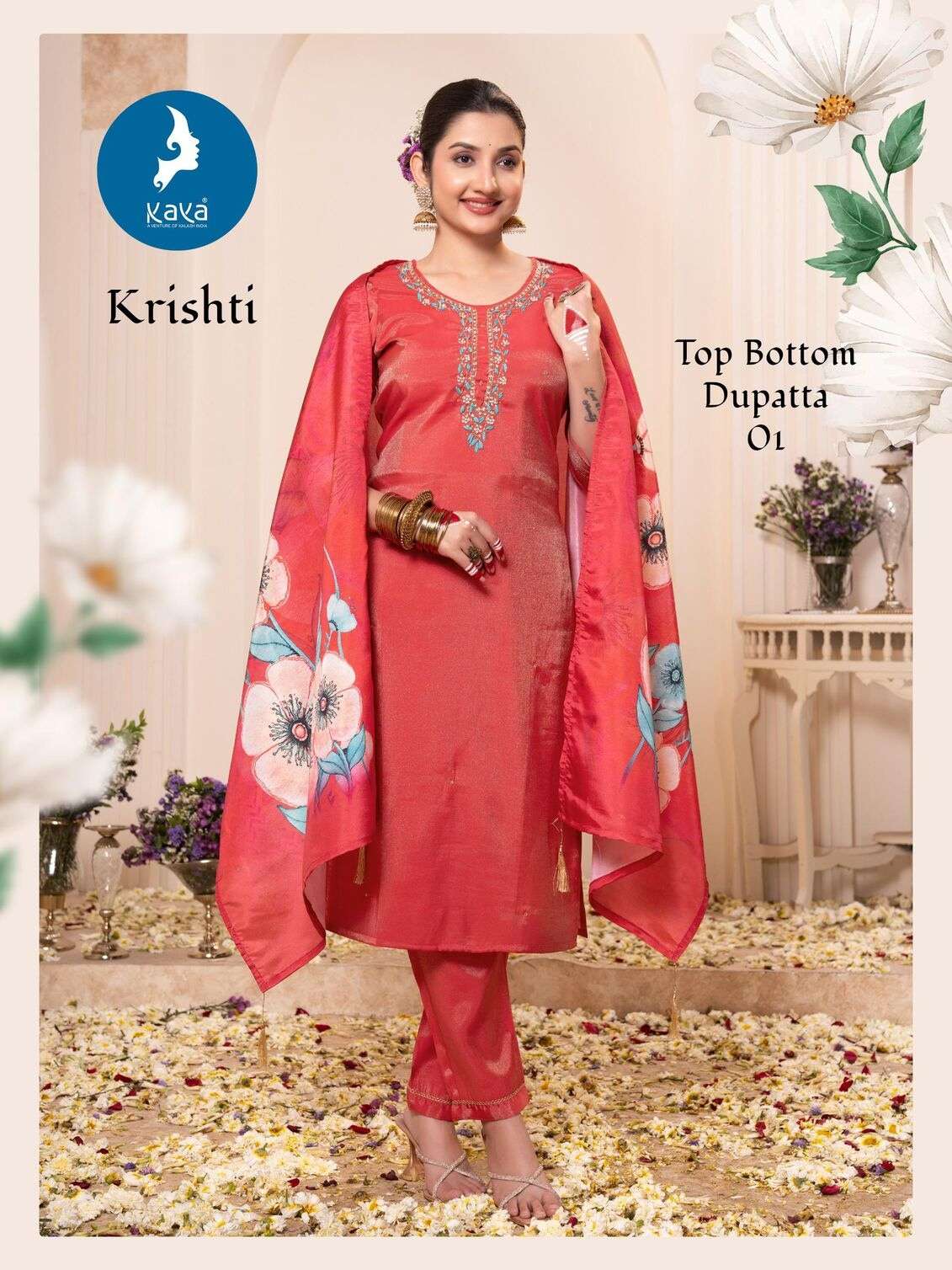 KRISHTI BY KAYA KURTI IN ROMAN SHIMMER WITH ONESIDE POCKET 