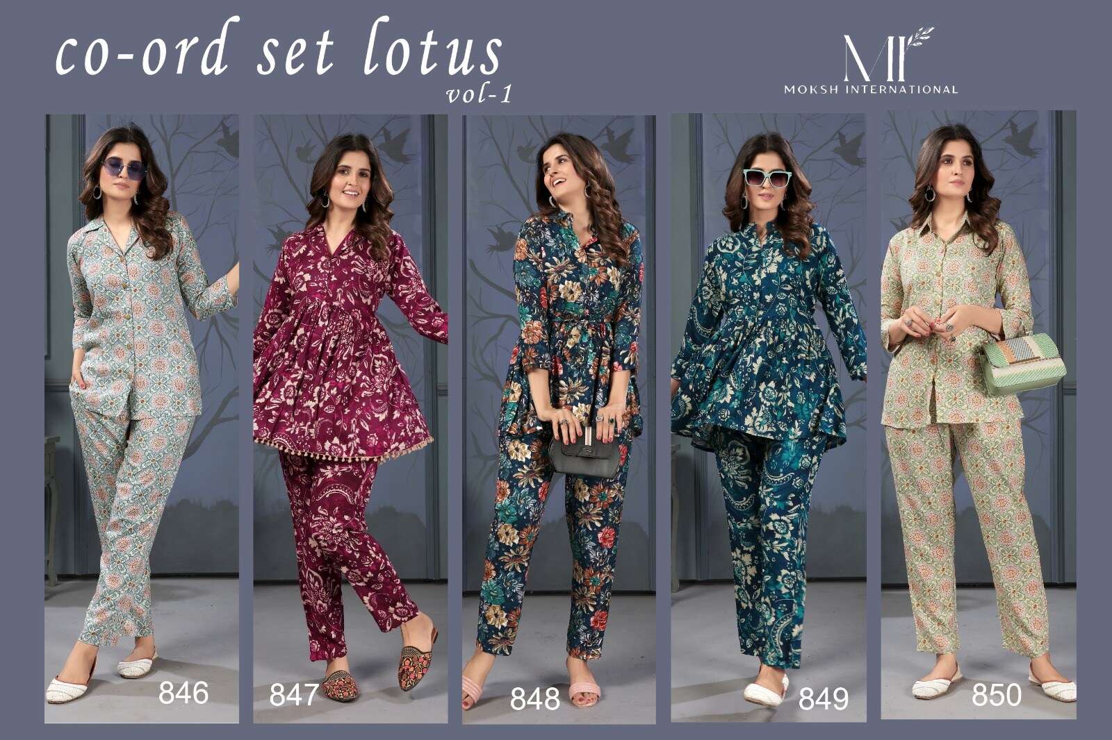 LOTUSH VOL-1 BY MOKSH INTERNATIONAL CO-ORD SET PREMIUM RAYON QUALITY