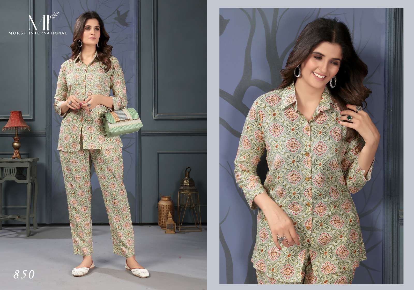 LOTUSH VOL-1 BY MOKSH INTERNATIONAL CO-ORD SET PREMIUM RAYON QUALITY