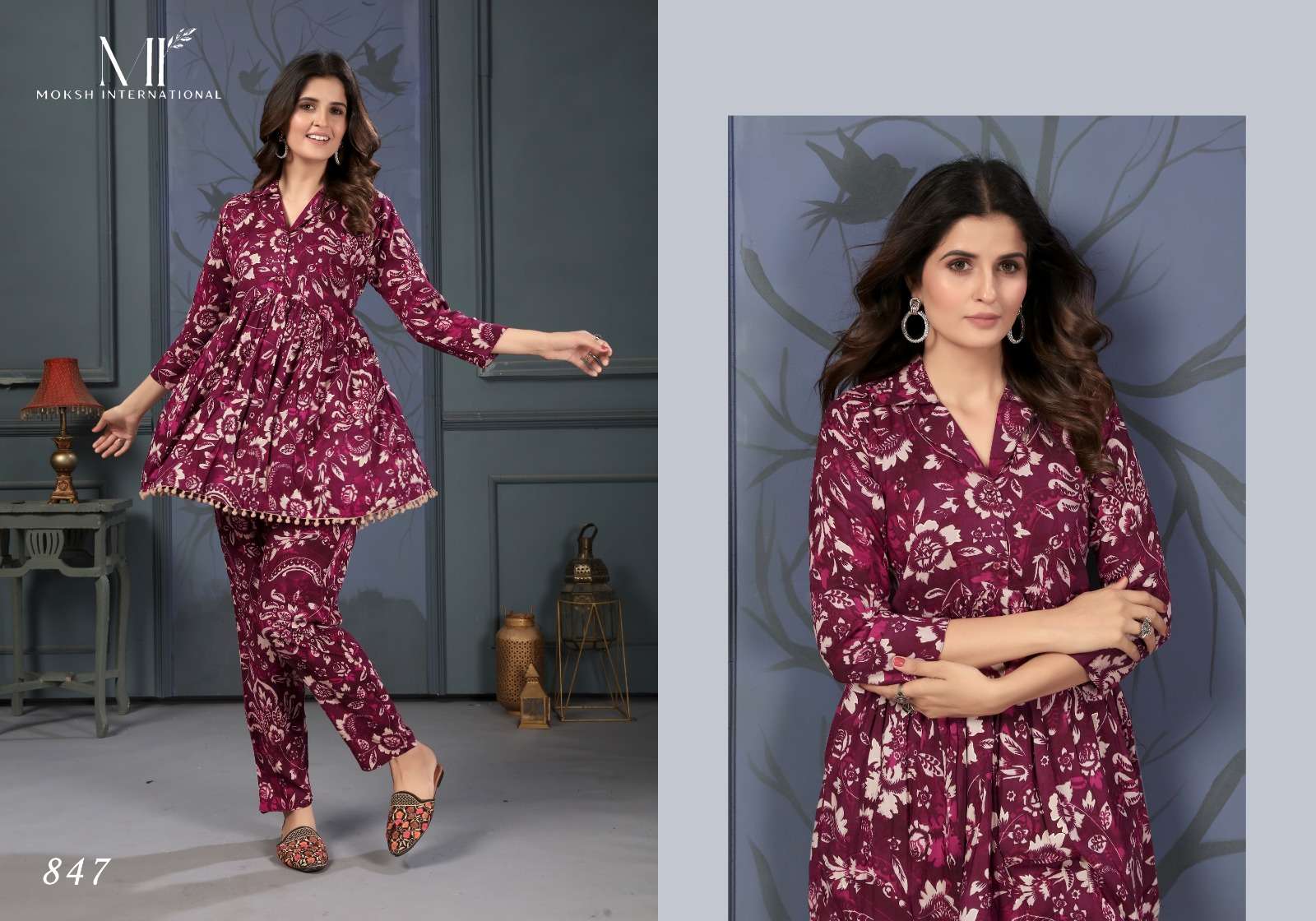 LOTUSH VOL-1 BY MOKSH INTERNATIONAL CO-ORD SET PREMIUM RAYON QUALITY