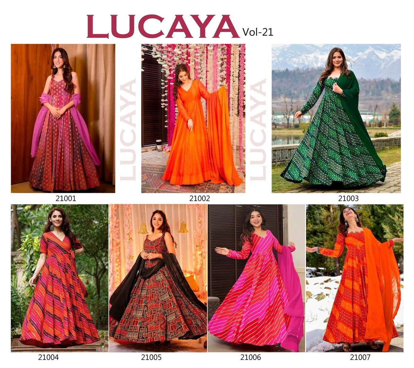 LUCAYA VOL-21 IN HEAVY AIR TEX CHINON & HEAVY RAYON DNO:- 21001 TO 21007