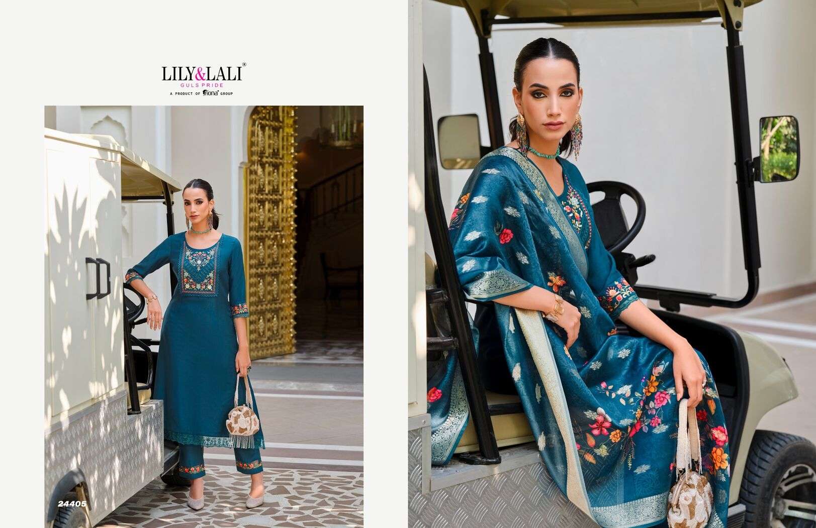 MALVIKA VOL-3 BY LILY & LALI KURTI DUPATTA & PURE VISCOSE PANT WITH ORGANZA EMBROIDERY LACE 