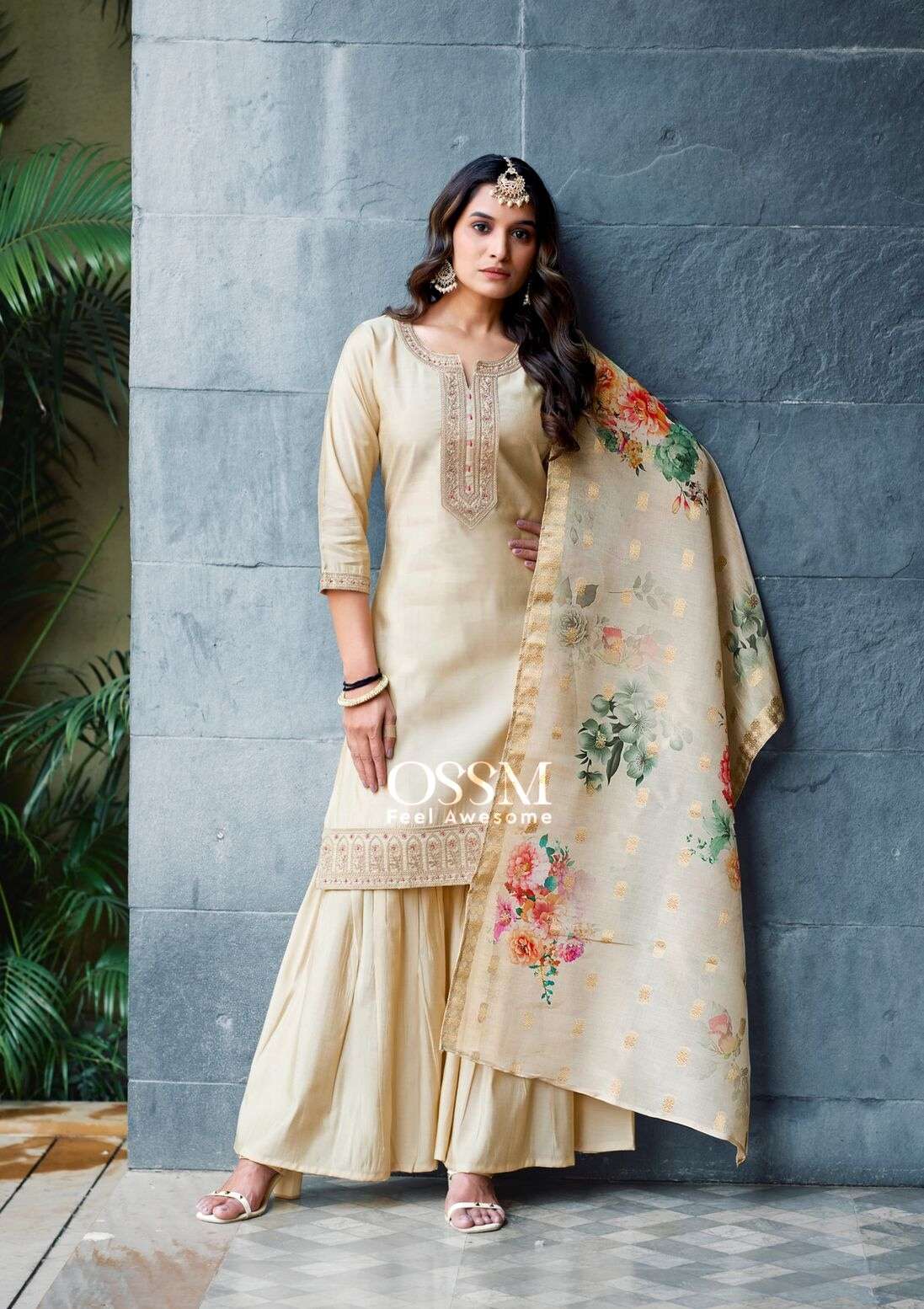 MANNAT BY OSSM SHARRARA COLLECTION IN VISCOS ROMAN SIMMER SILK