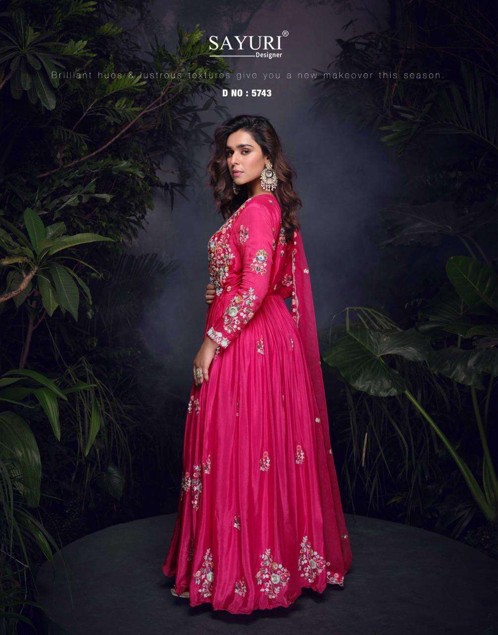 MRUNAL BY SAYURI DESIGNER IN PREMIUM REAL CHINON SILK HANDWORK EMBROIDERED FRONT AND BACK GOWN