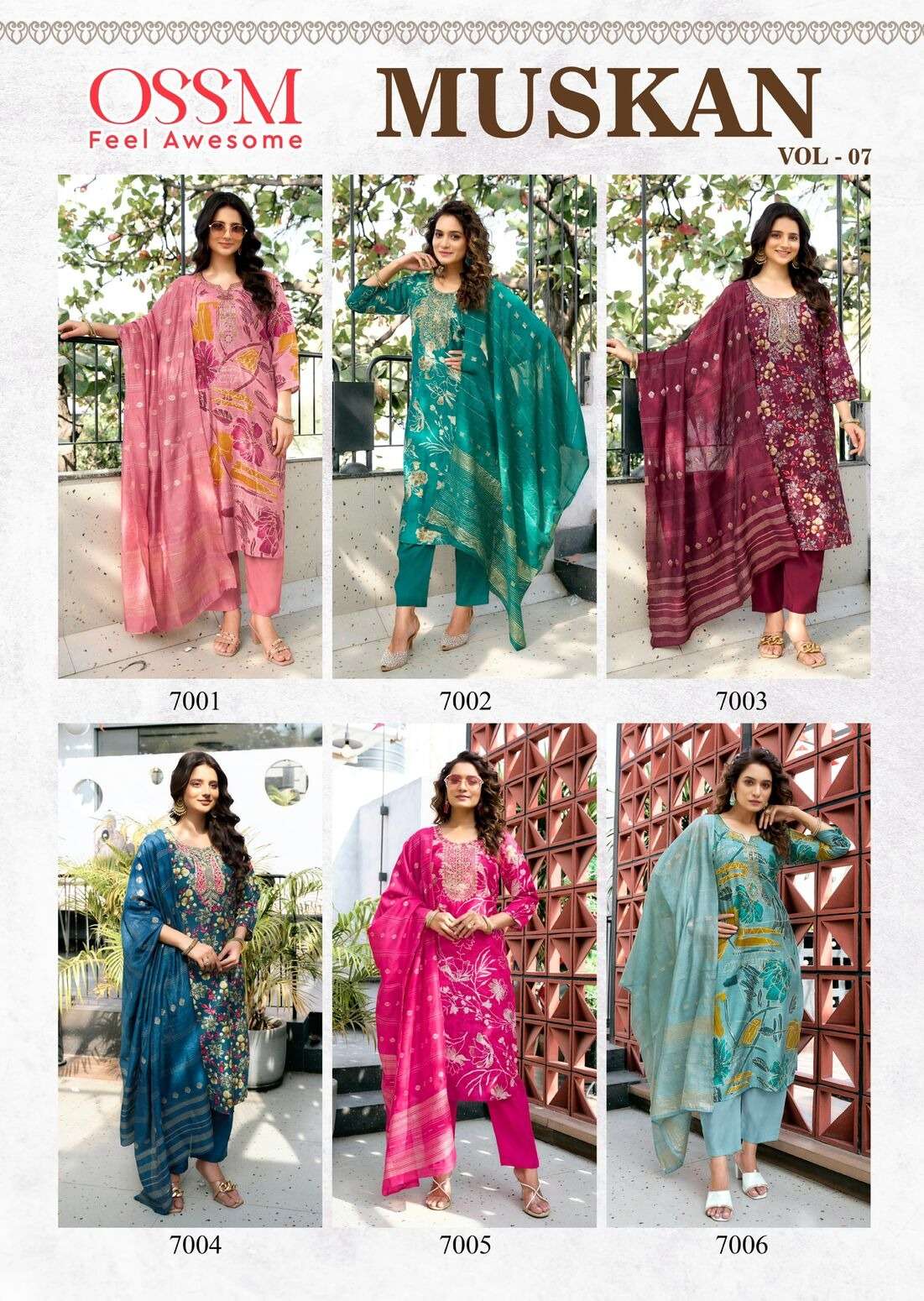 MUSKAN VOL-7 BY OSSM IN PREMIUM VETICAN SILK FOIL PRINT WITH EMBROIDERY WORK