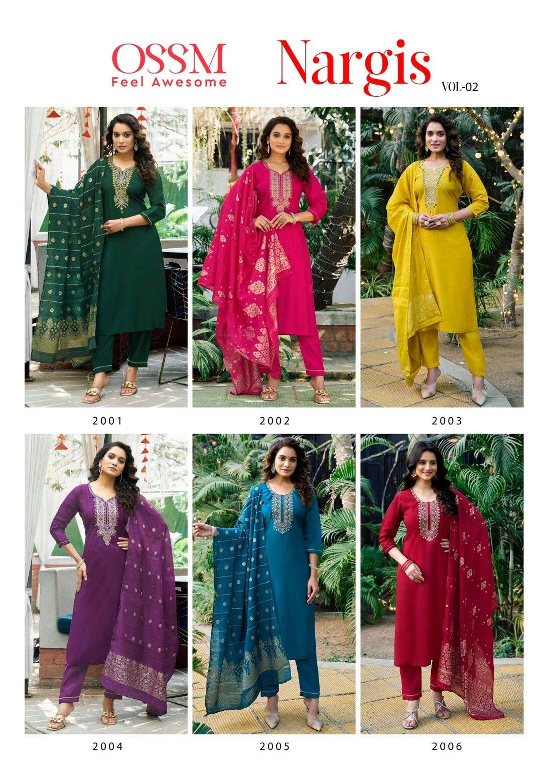 NARGIS VOL:- 02 BY OSSM IN PREMIUM VISCOS ROMAN SILK WITH POCKET 3 PC COLLECTION