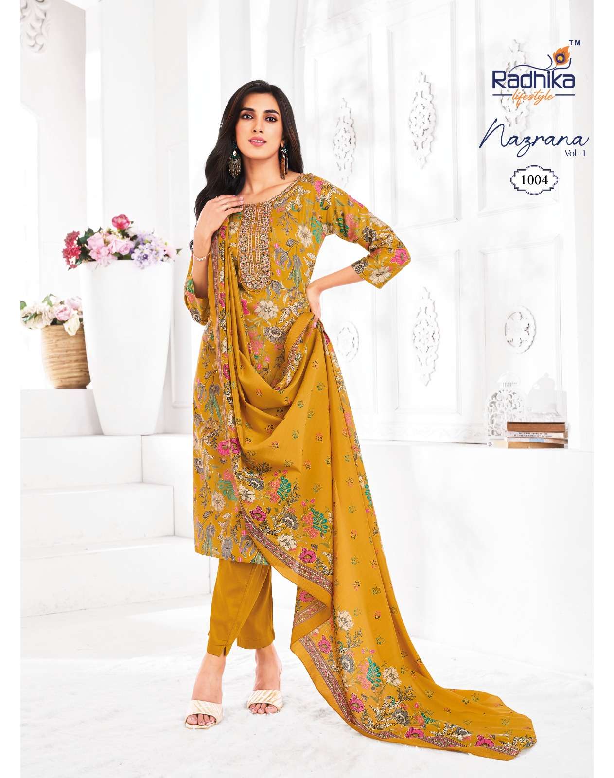 NAZRANA VOL 1 BY RADHIKA LIFE STYLE IN JAM SATIN DISCHARGE PRINT WITH EMBROIDERY WORK