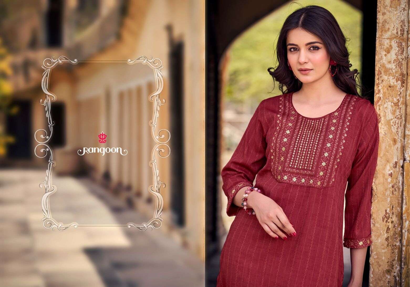 NENTARA BY RANGOON IN HEAVY RAYON EMBROIDERY WORK KURTI 