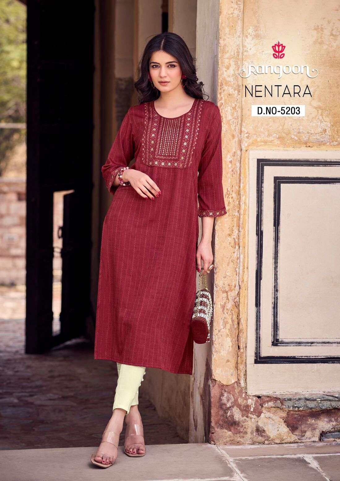 NENTARA BY RANGOON IN HEAVY RAYON EMBROIDERY WORK KURTI 