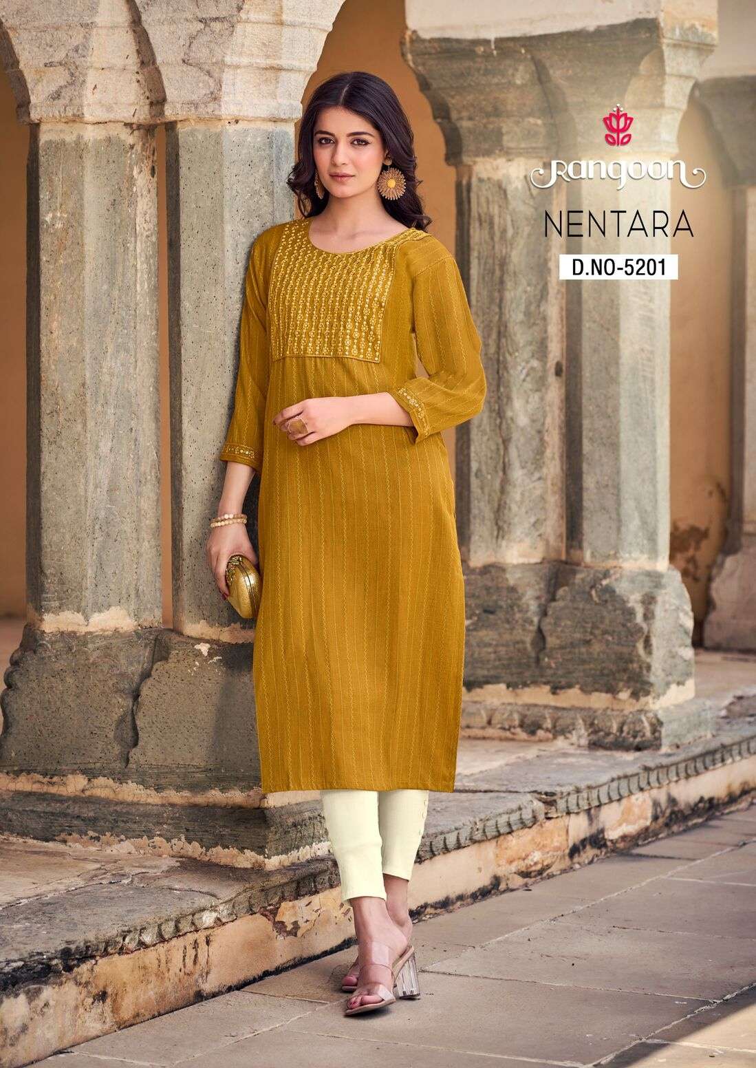 NENTARA BY RANGOON IN HEAVY RAYON EMBROIDERY WORK KURTI 
