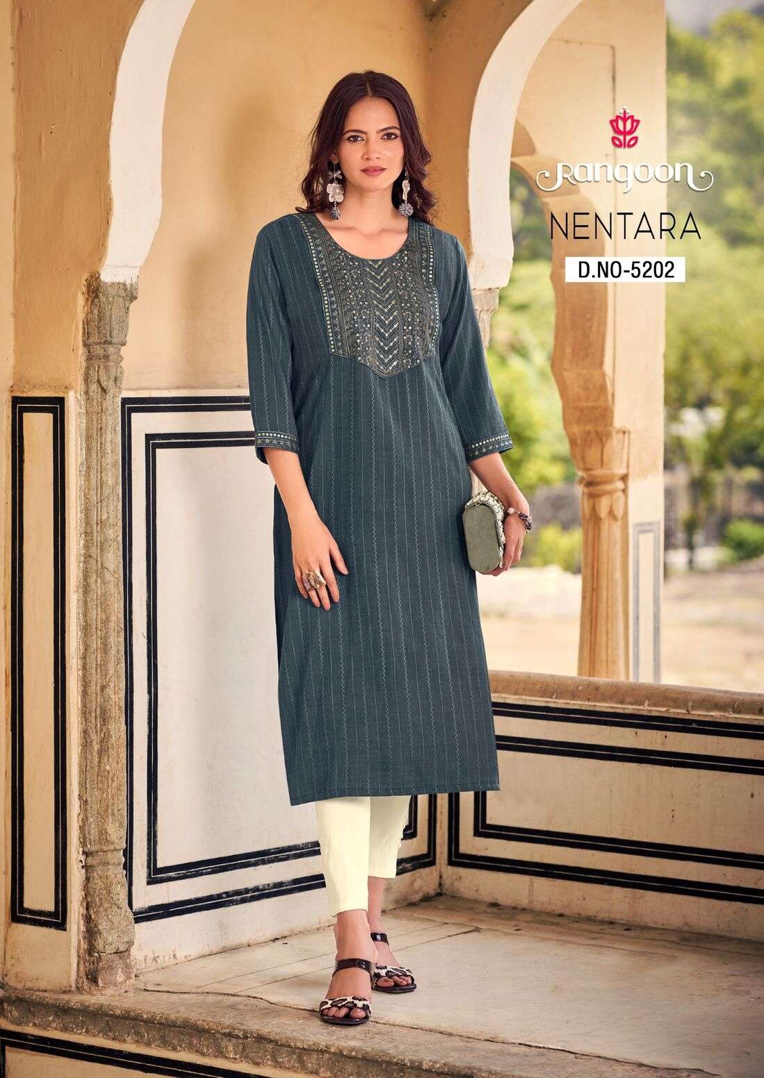 NENTARA BY RANGOON IN HEAVY RAYON EMBROIDERY WORK KURTI 