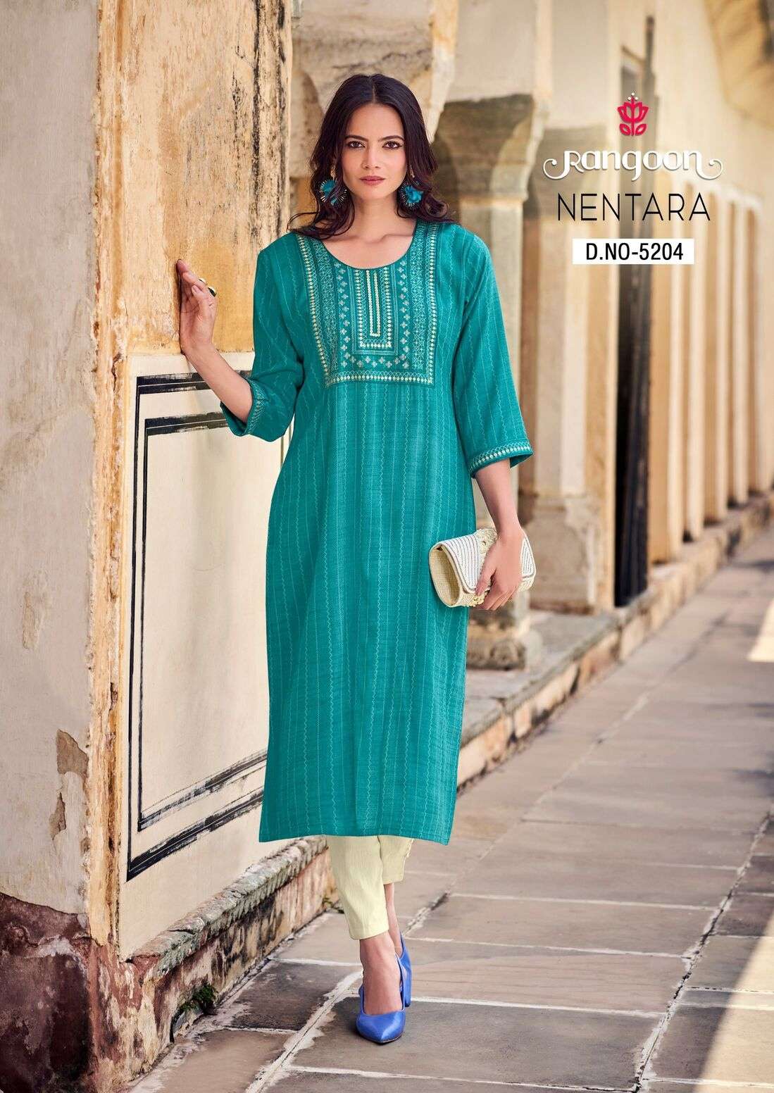 NENTARA BY RANGOON IN HEAVY RAYON EMBROIDERY WORK KURTI 