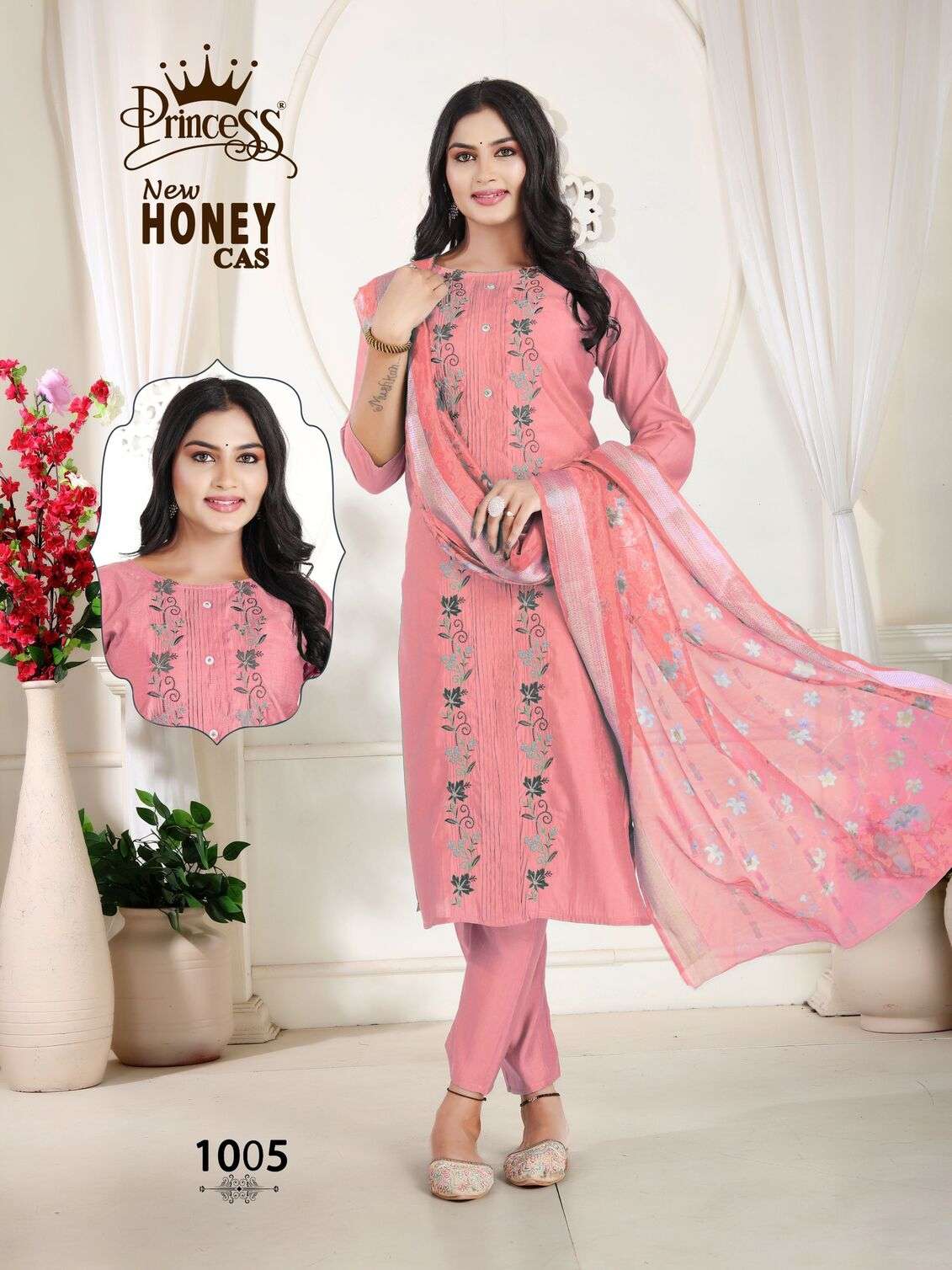 NEW HONEY CAS BY PRINCESS CREATION IN HEAVY ROMAN SILK WITH COTTAN INNER DIGITAL DUPATTA