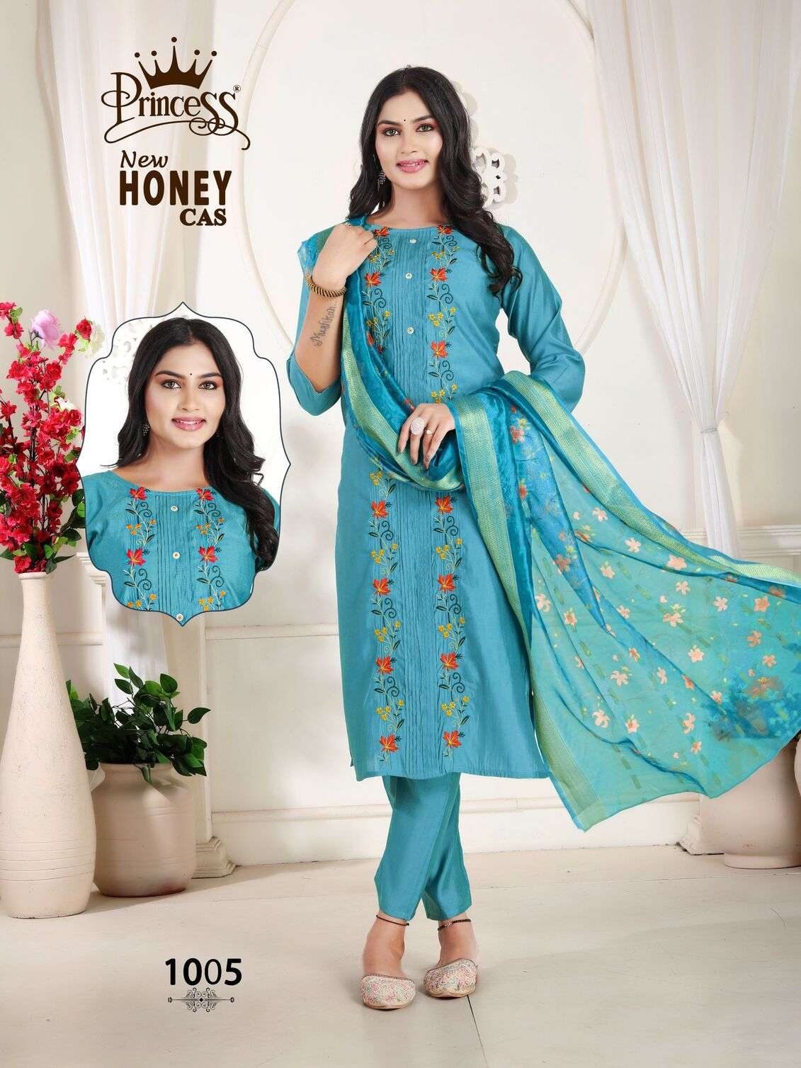 NEW HONEY CAS BY PRINCESS CREATION IN HEAVY ROMAN SILK WITH COTTAN INNER DIGITAL DUPATTA