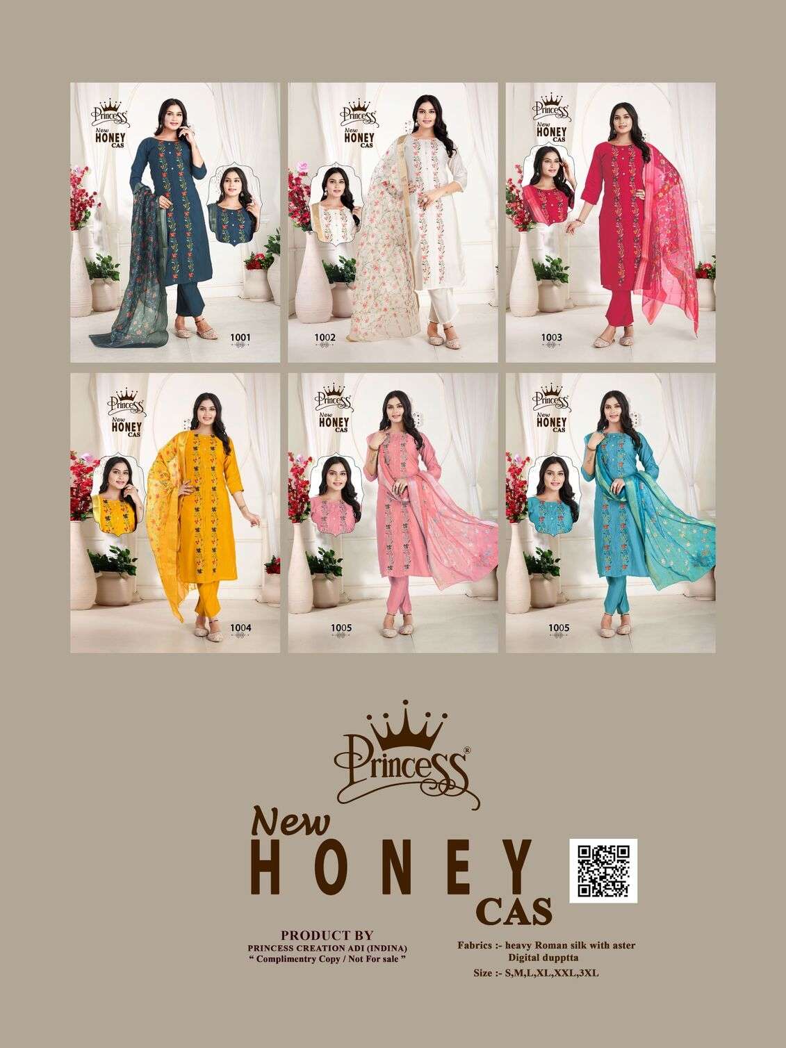 NEW HONEY CAS BY PRINCESS CREATION IN HEAVY ROMAN SILK WITH COTTAN INNER DIGITAL DUPATTA