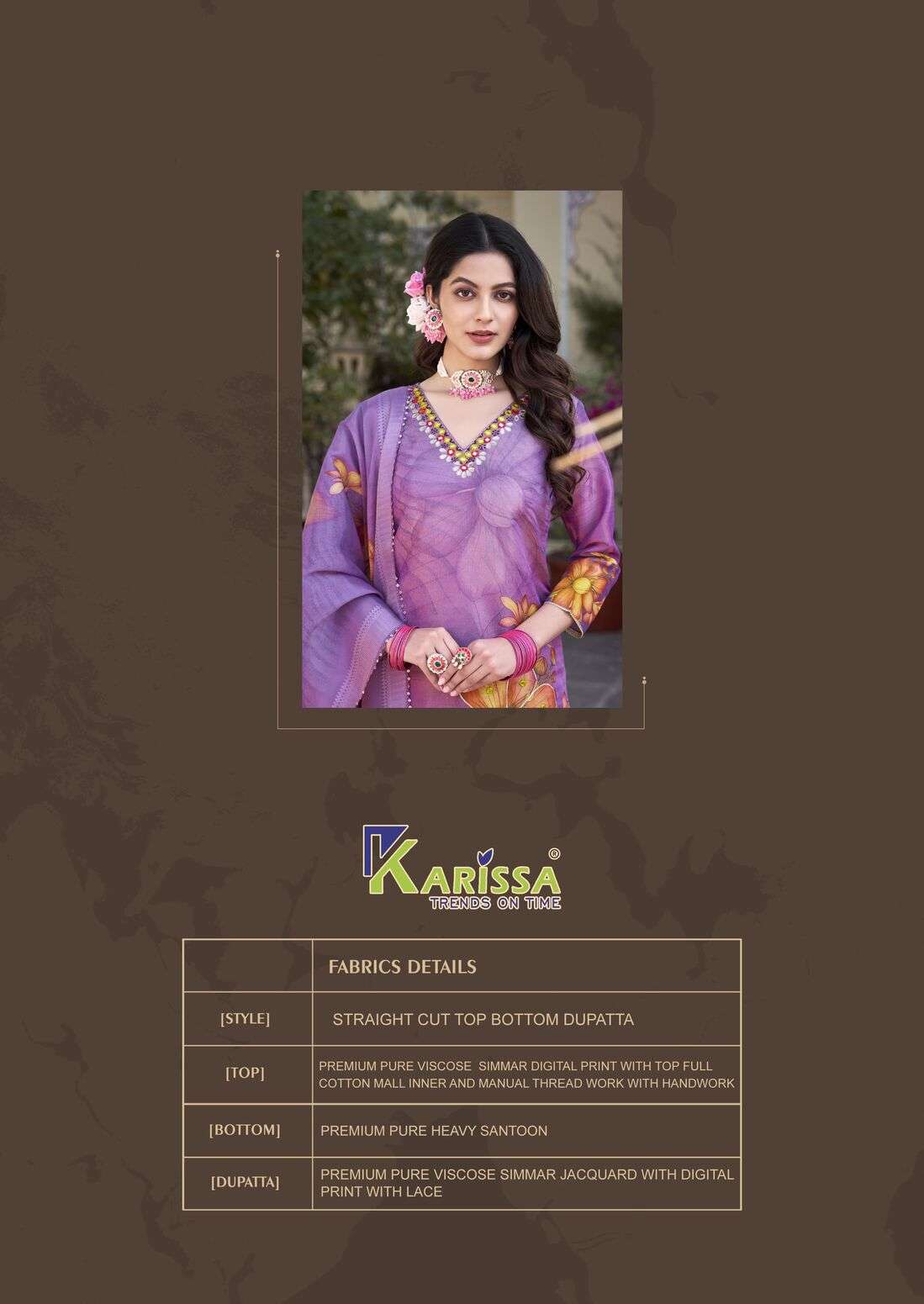 NITYAA VOL-1 BY KARISSA TOP PANT WITH DUPATTA PREMIUM HEAVY VISCOSE SIMMAR 