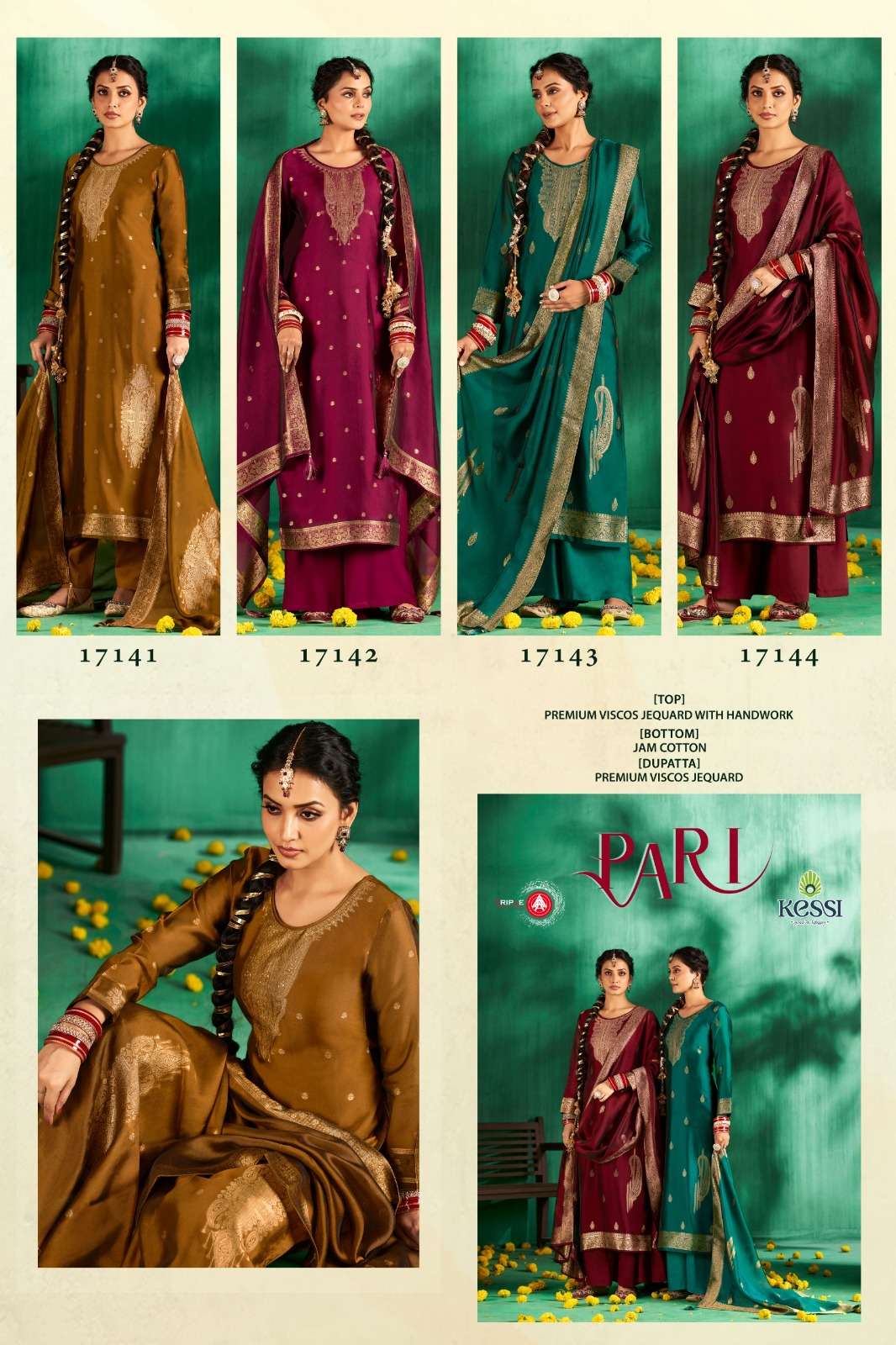 PARI BY TRIPLE PREMIUM VISCOS MULSIN JEQUARD WITH HAND WORK