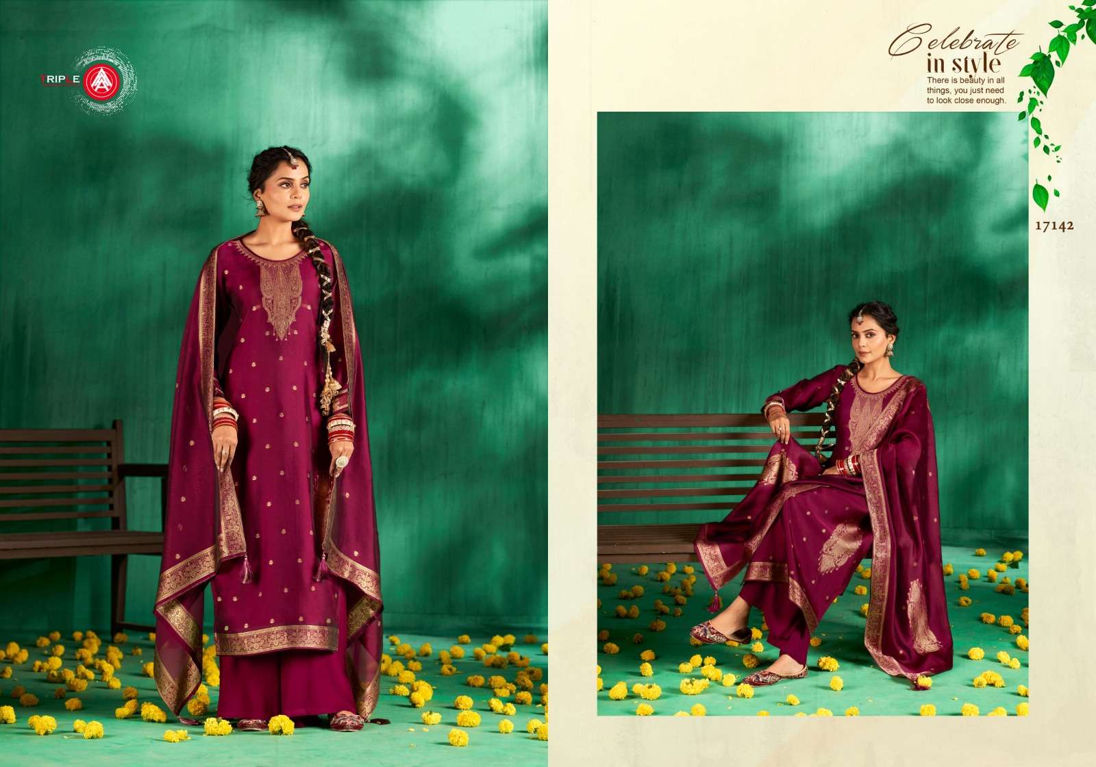 PARI BY TRIPLE PREMIUM VISCOS MULSIN JEQUARD WITH HAND WORK