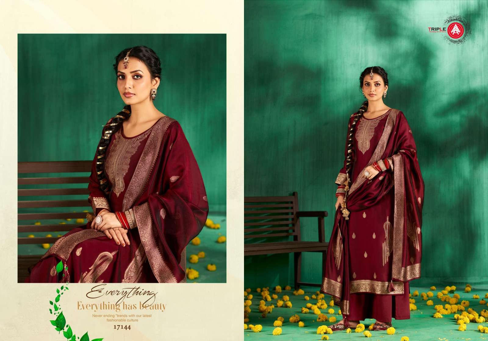 PARI BY TRIPLE PREMIUM VISCOS MULSIN JEQUARD WITH HAND WORK