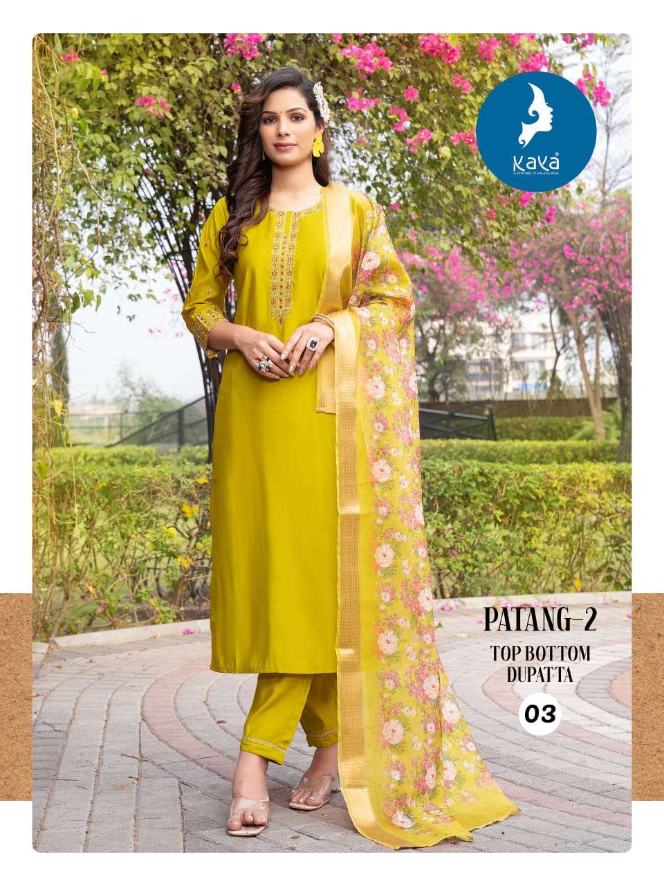 PATANG-2 BY KAYA KURTI IN ROMAN SILK WITH INNER & SOFT ORGANZA WITH DIGITAL PRINT