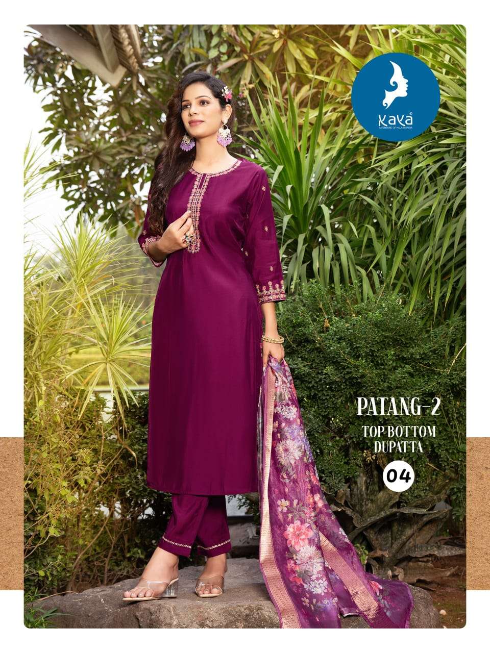 PATANG-2 BY KAYA KURTI IN ROMAN SILK WITH INNER & SOFT ORGANZA WITH DIGITAL PRINT