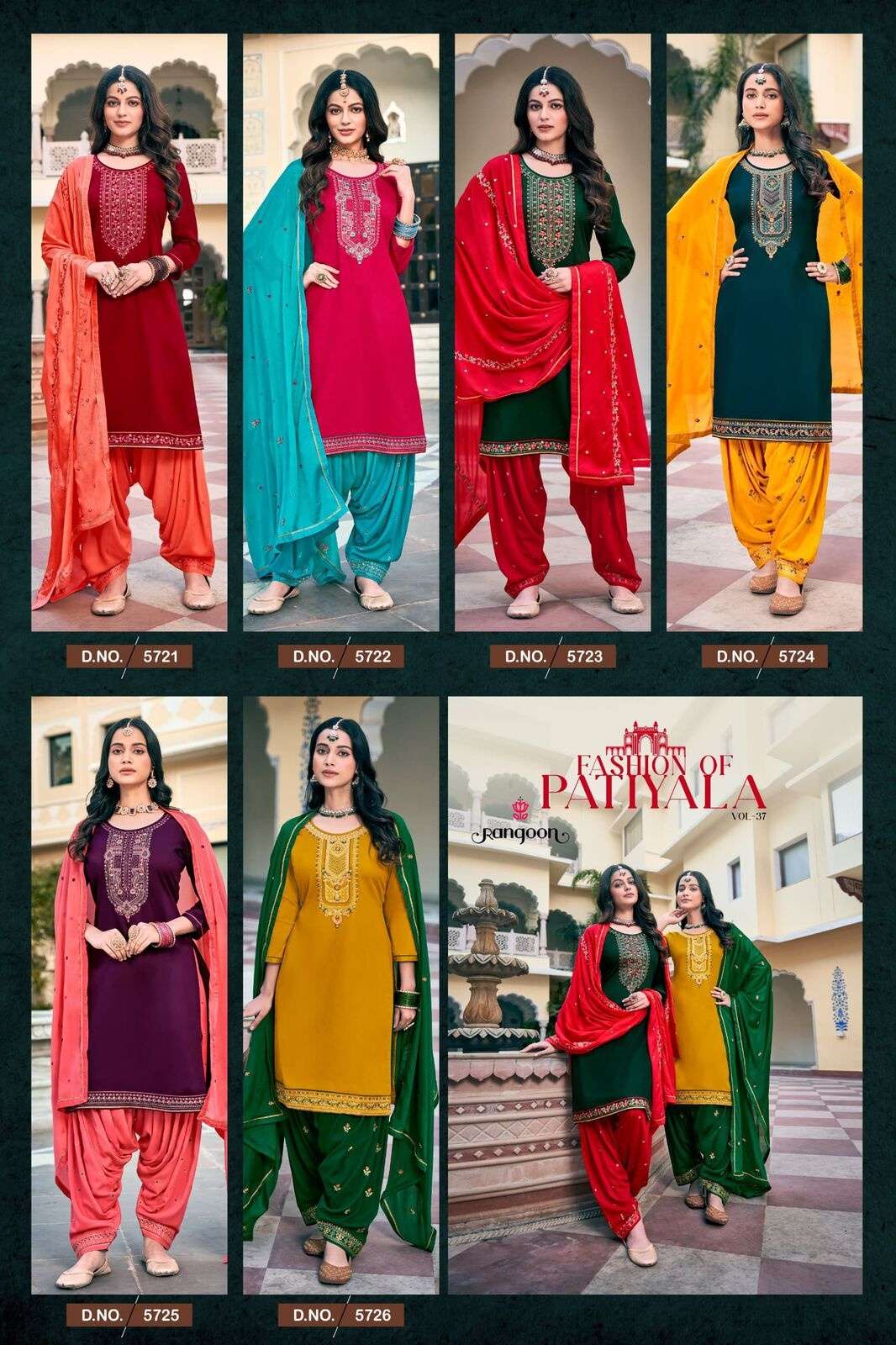 PATIALA VOL-37 BY RANGOON IN JAM SILK EMBROIDERY & SWAROSKI WORK WITH INNER