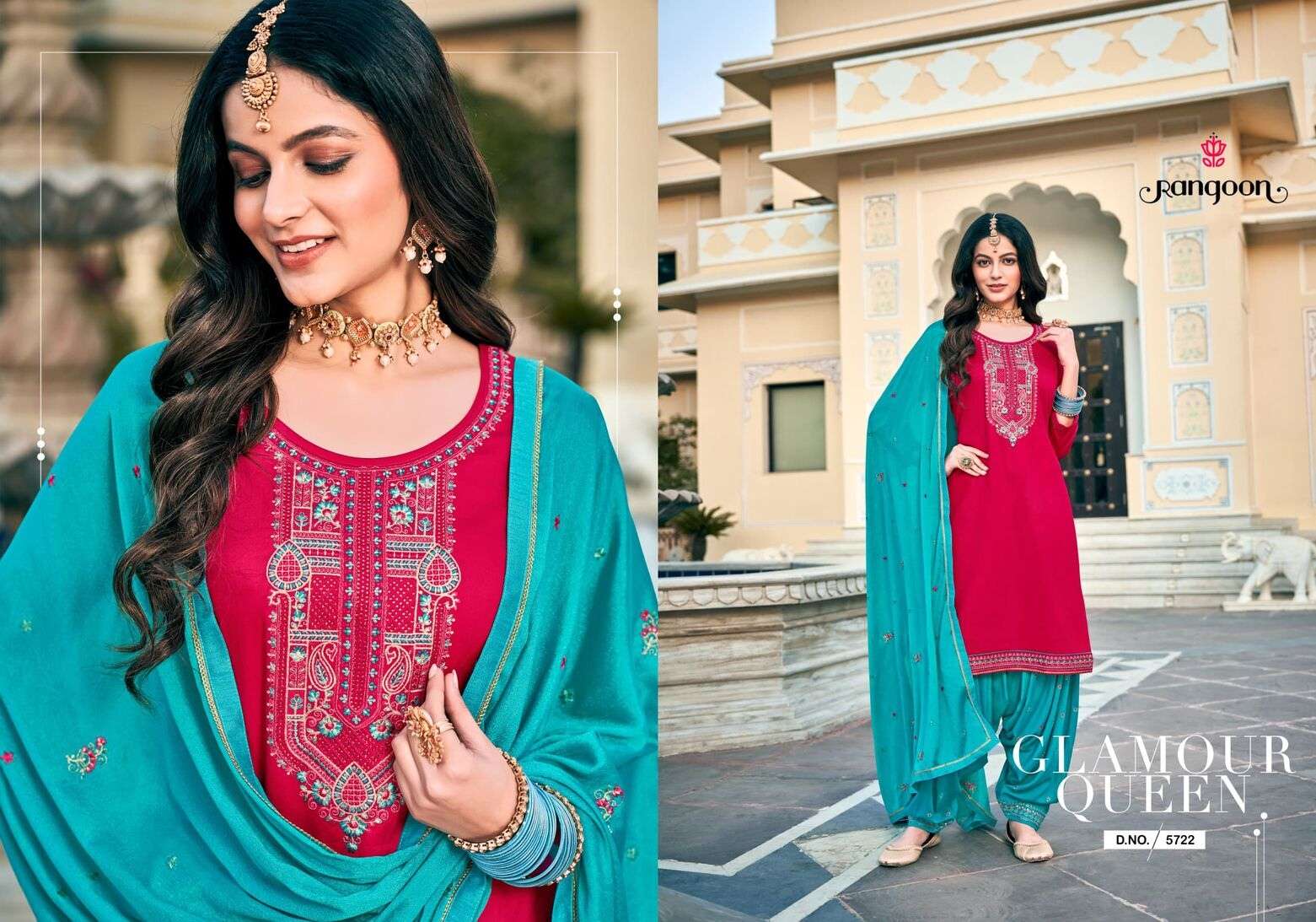 PATIALA VOL-37 BY RANGOON IN JAM SILK EMBROIDERY & SWAROSKI WORK WITH INNER