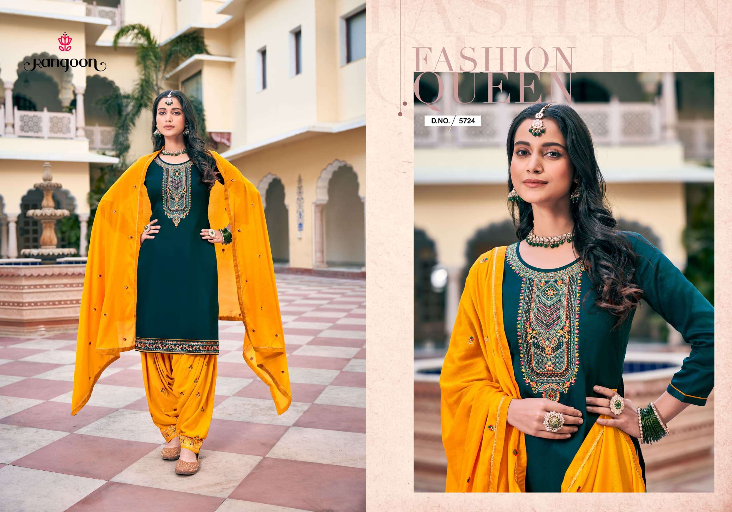 PATIALA VOL-37 BY RANGOON IN JAM SILK EMBROIDERY & SWAROSKI WORK WITH INNER