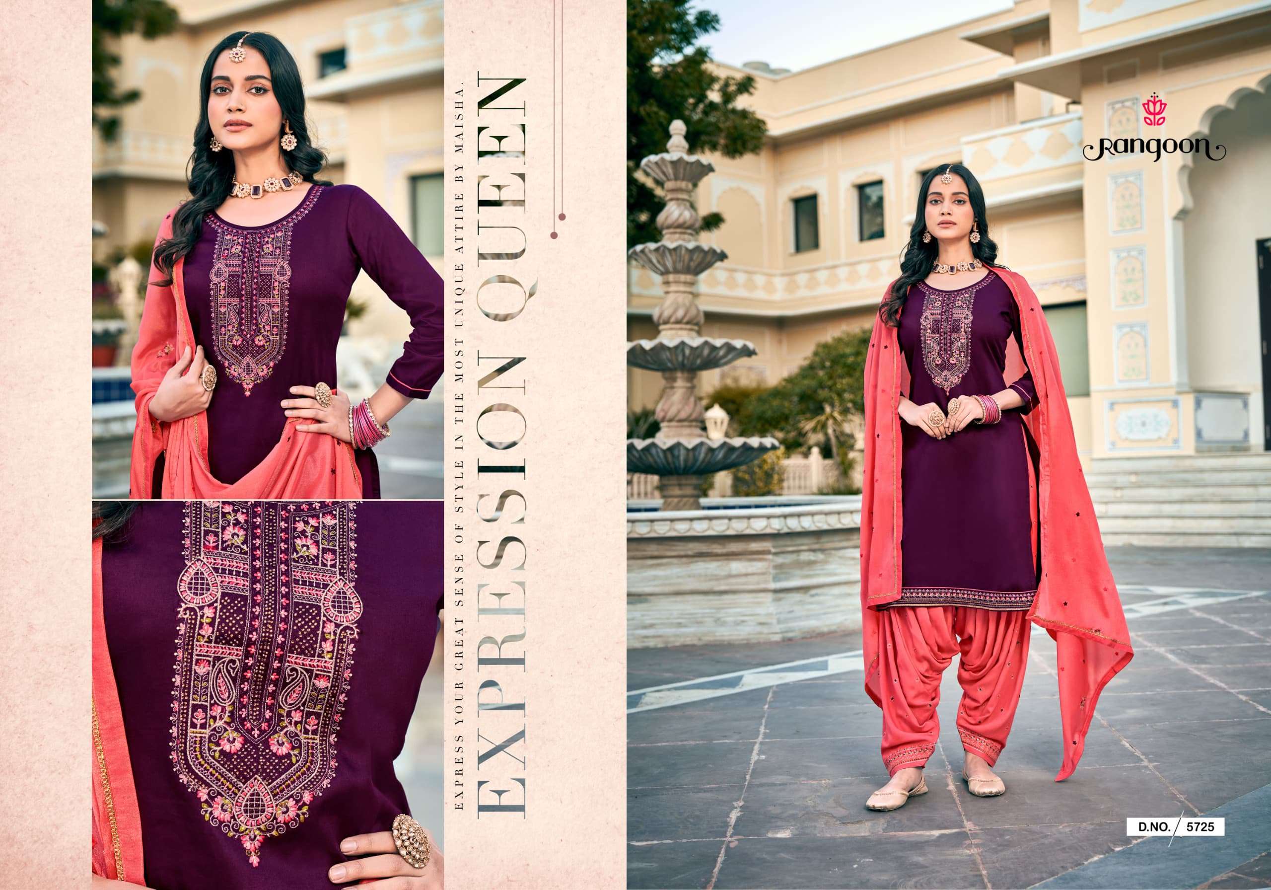 PATIALA VOL-37 BY RANGOON IN JAM SILK EMBROIDERY & SWAROSKI WORK WITH INNER