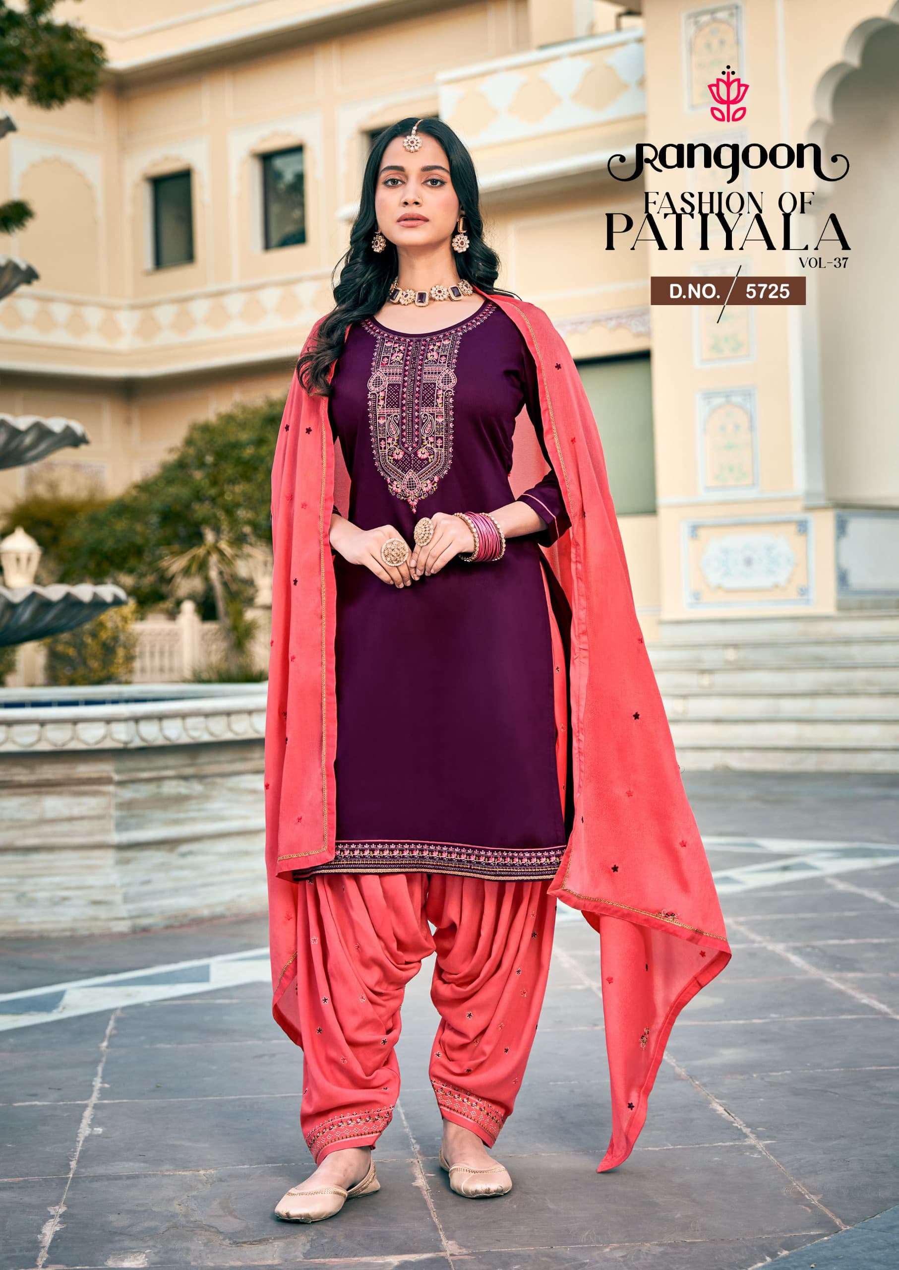 PATIALA VOL-37 BY RANGOON IN JAM SILK EMBROIDERY & SWAROSKI WORK WITH INNER