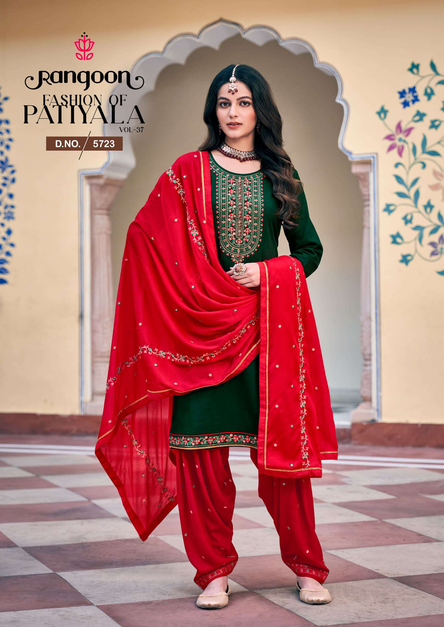 PATIALA VOL-37 BY RANGOON IN JAM SILK EMBROIDERY & SWAROSKI WORK WITH INNER