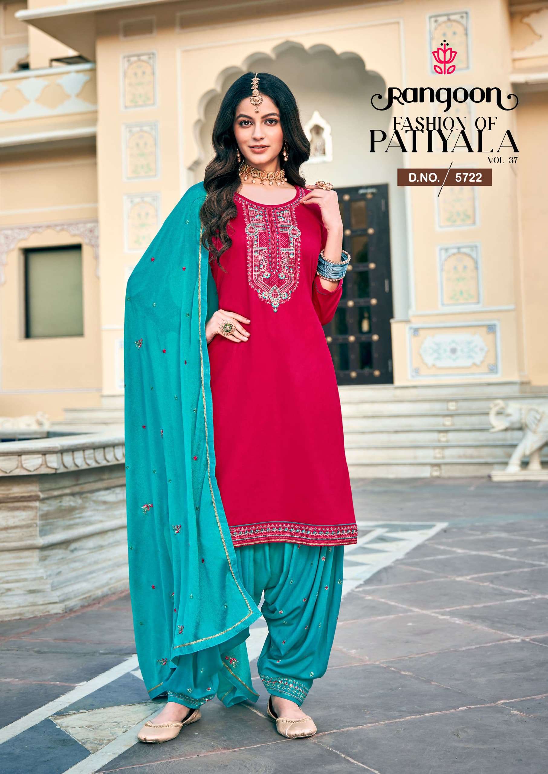 PATIALA VOL-37 BY RANGOON IN JAM SILK EMBROIDERY & SWAROSKI WORK WITH INNER