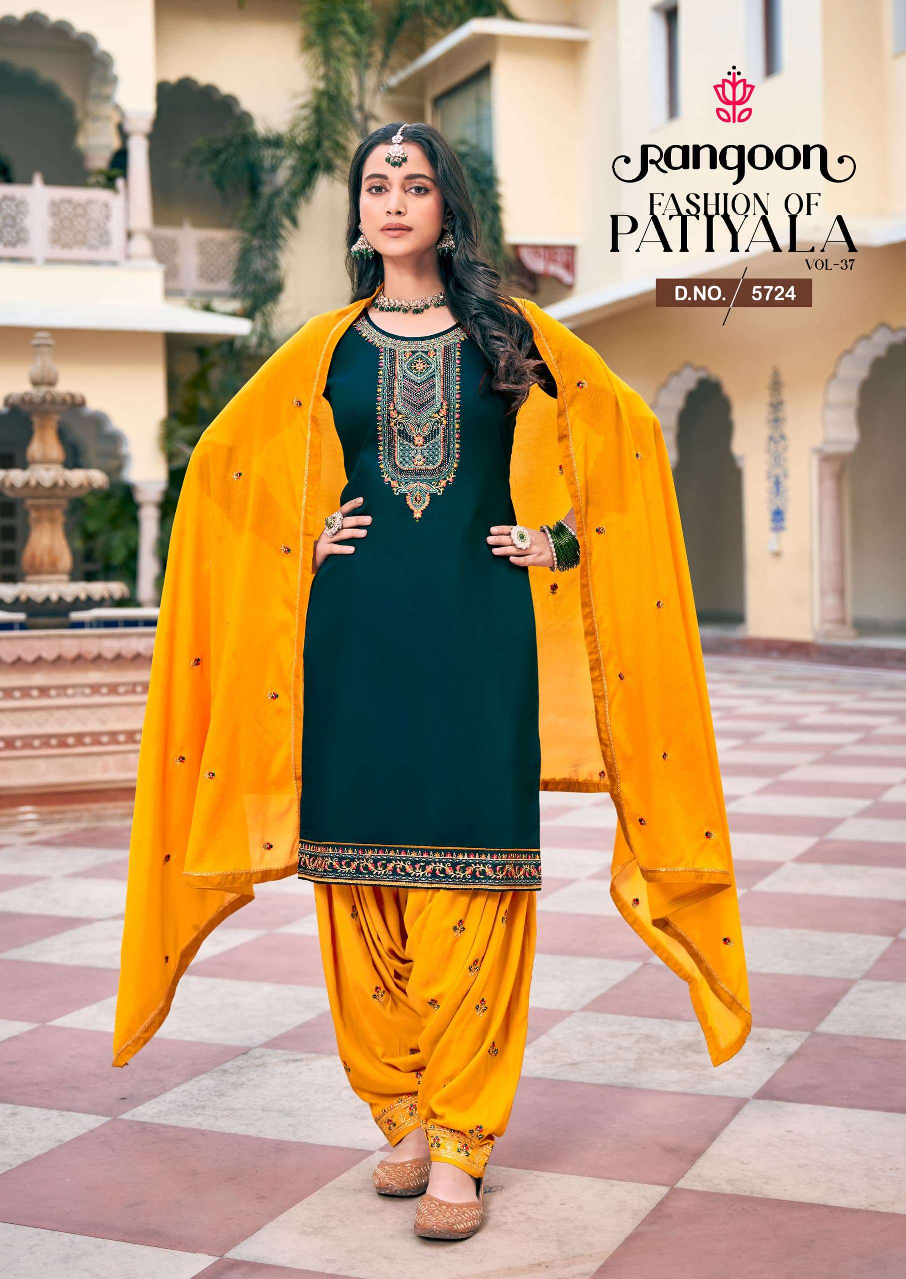 PATIALA VOL-37 BY RANGOON IN JAM SILK EMBROIDERY & SWAROSKI WORK WITH INNER