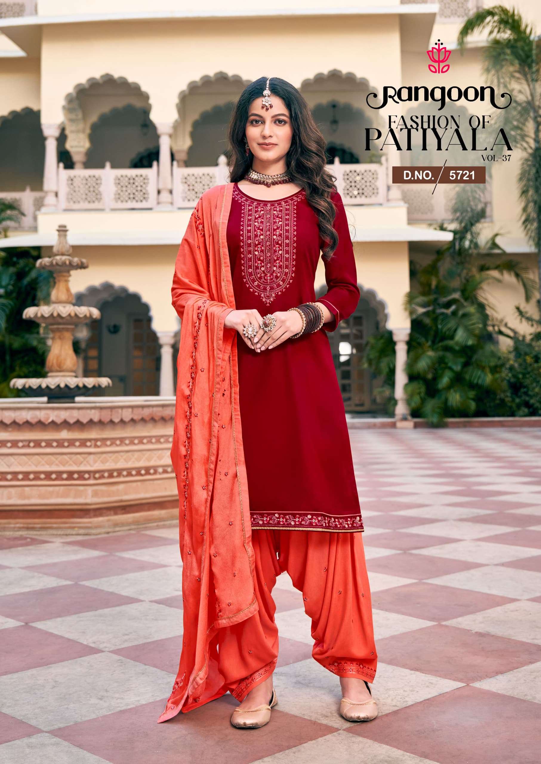 PATIALA VOL-37 BY RANGOON IN JAM SILK EMBROIDERY & SWAROSKI WORK WITH INNER