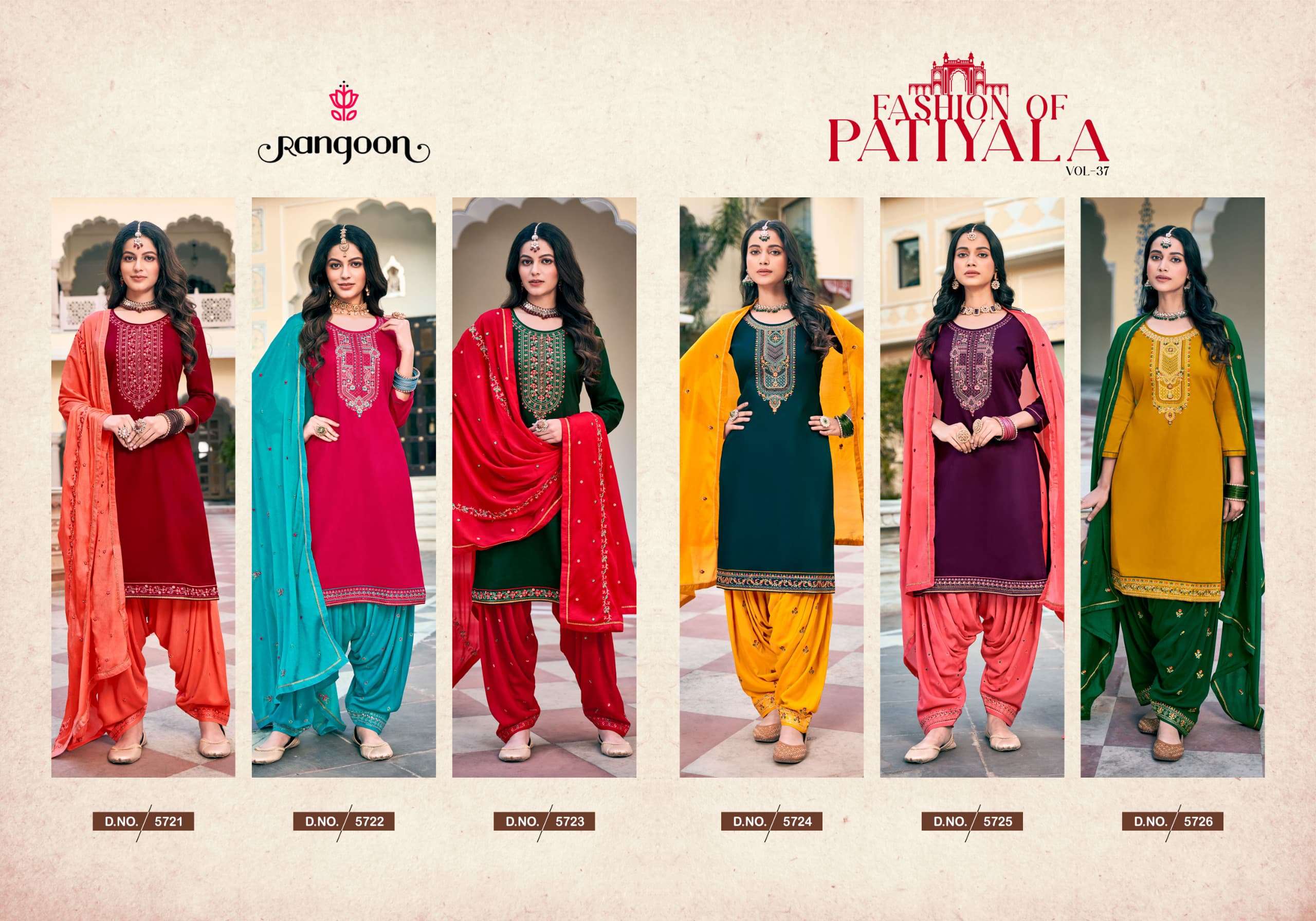 PATIALA VOL-37 BY RANGOON IN JAM SILK EMBROIDERY & SWAROSKI WORK WITH INNER