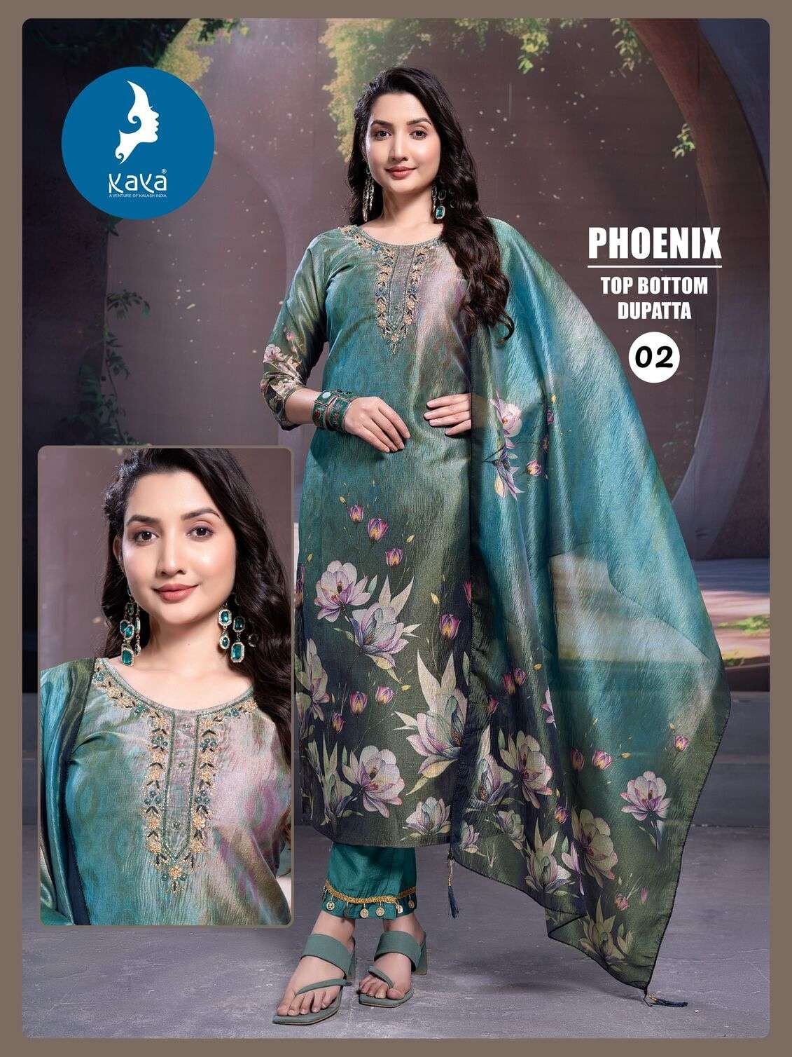 PHOENIX BY KAYA KURTI IN COSMOS SHIMMER CRUSH WITH DIGITAL PRINT