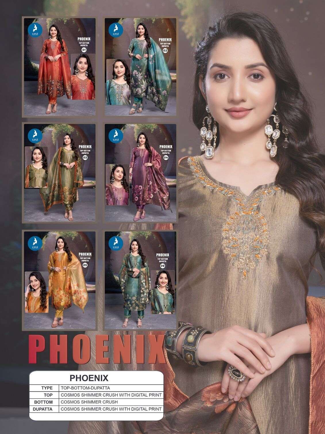 PHOENIX BY KAYA KURTI IN COSMOS SHIMMER CRUSH WITH DIGITAL PRINT