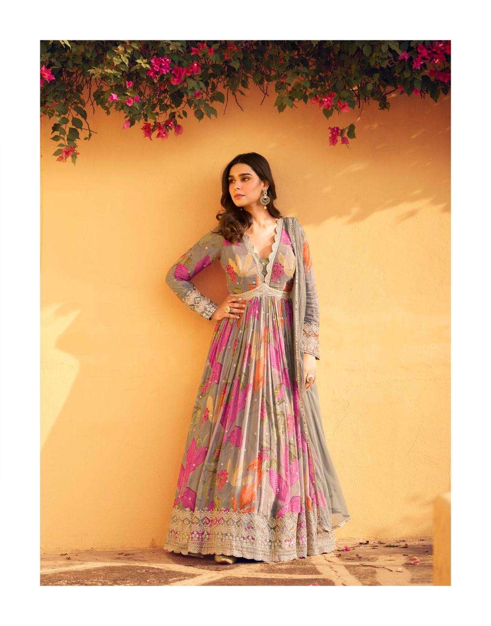 RANI BY SAYURI DESIGNER IN PREMIUM REAL CHINON SILK FRONT AND BACK EMBROIDERED WITH DUPATTA 