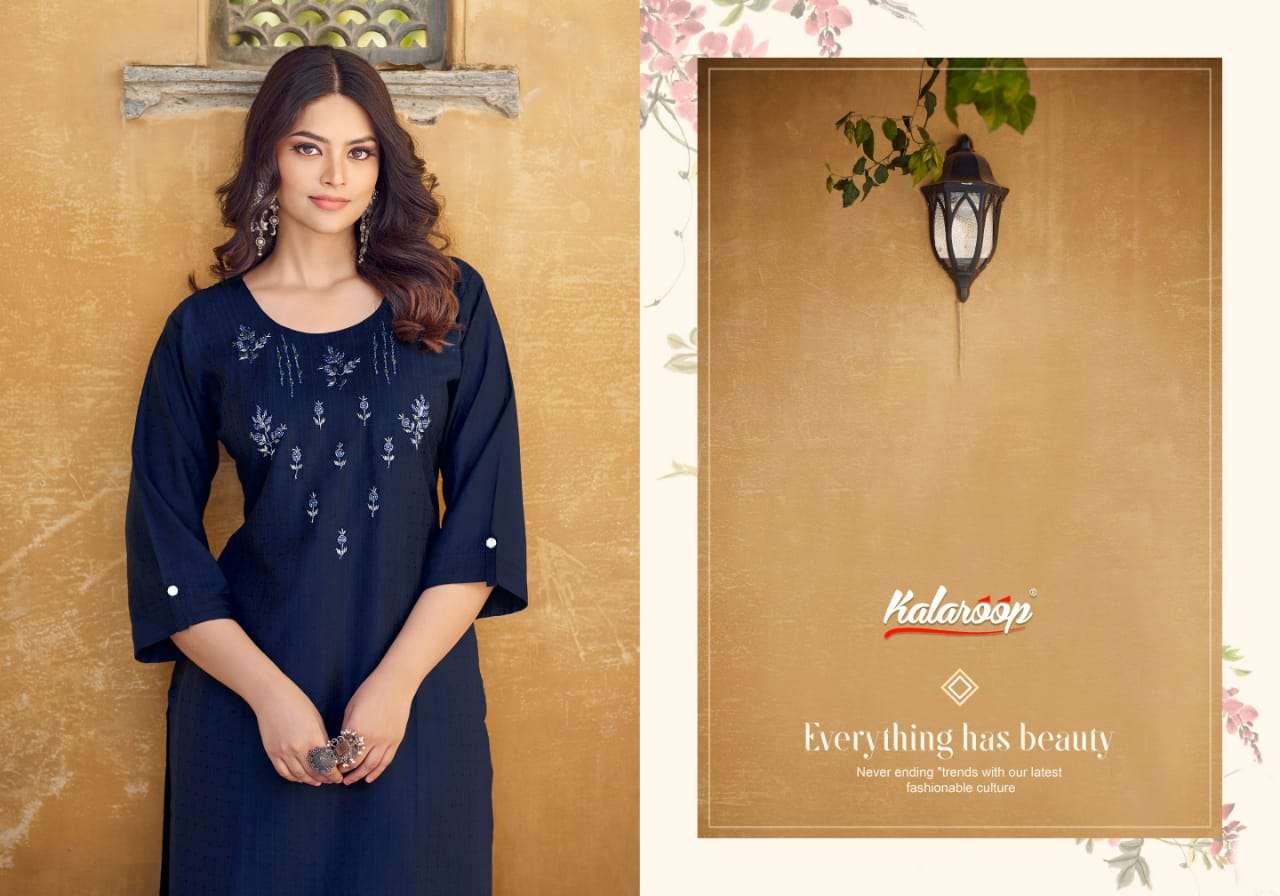 RECTANGLE BY KALAROOP IN VISCOSE WITH HEAVY KHATLI NECK WORK