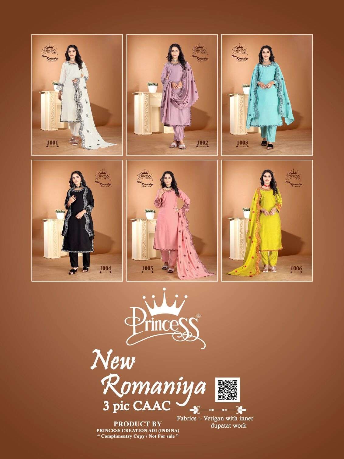 ROMANIYA-3 BY PRINCESS CREATION IN HEAVY VETICAN WITH WORK WITH COTTAN INNER DUPATTA WORK