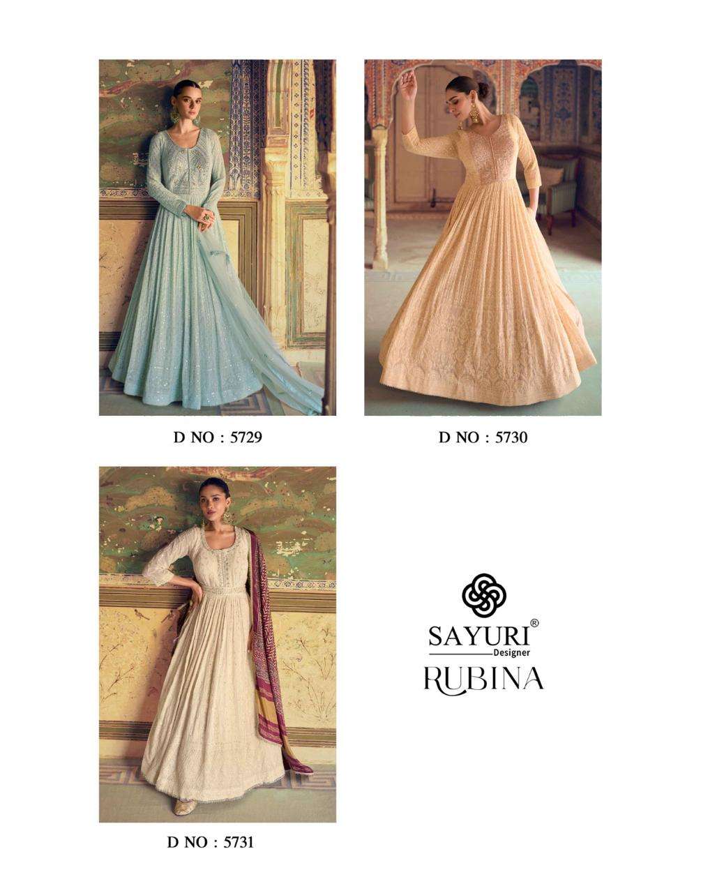 RUBINA BY SAYURI DESIGNER IN REAL GEROGETTE LOOK CHIKANKARI EMBROIDERED DRESSES 